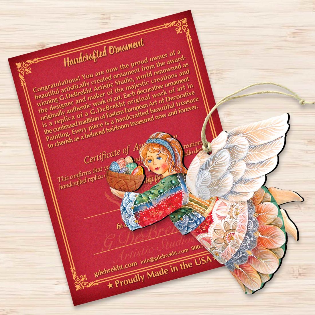 Flying Easter Angel Wooden Ornaments by G. DeBrekht - Easter Spring Decor - 8154154