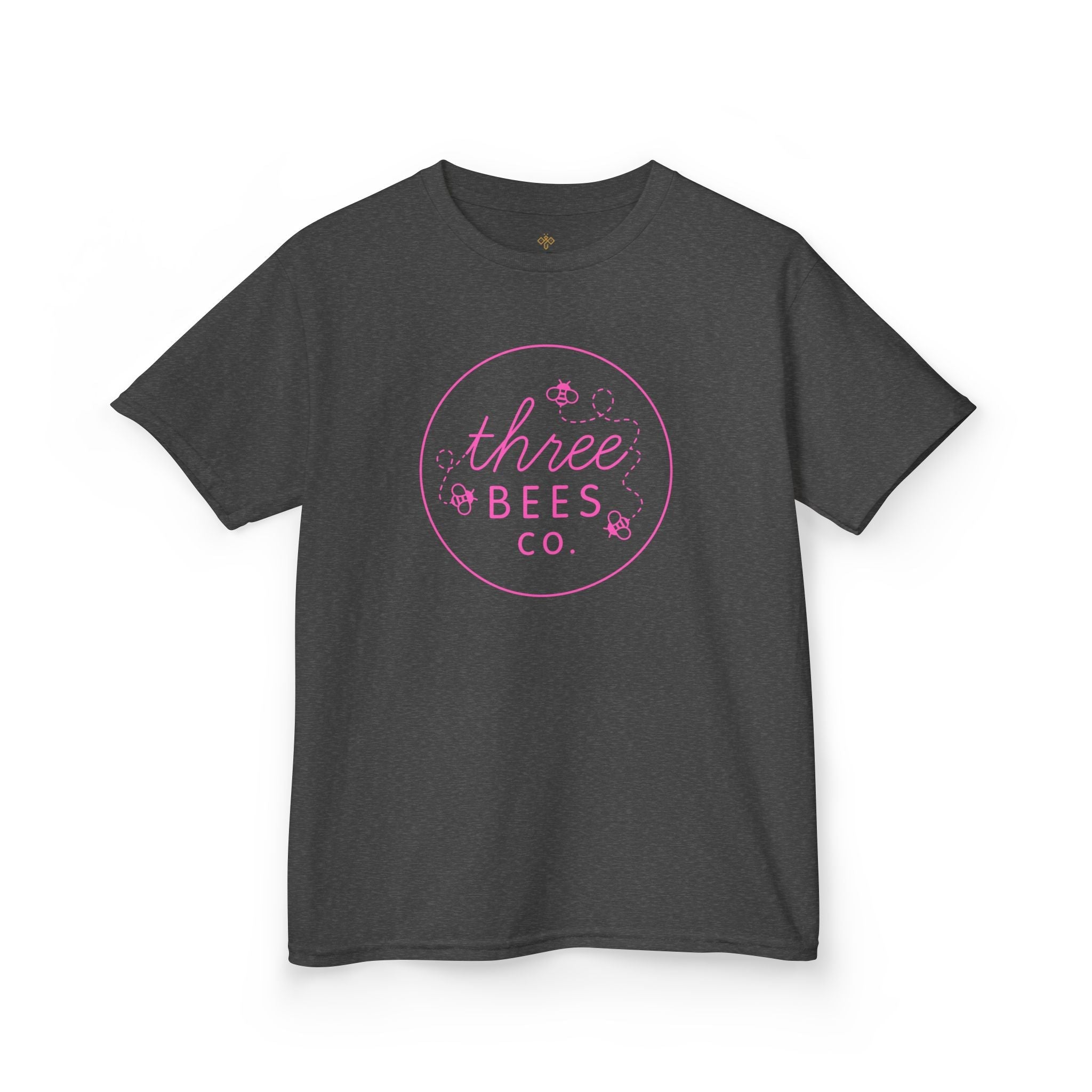 Kids Heavy Cotton Gildan Three Bees Classic Logo in Pink Hive Tee