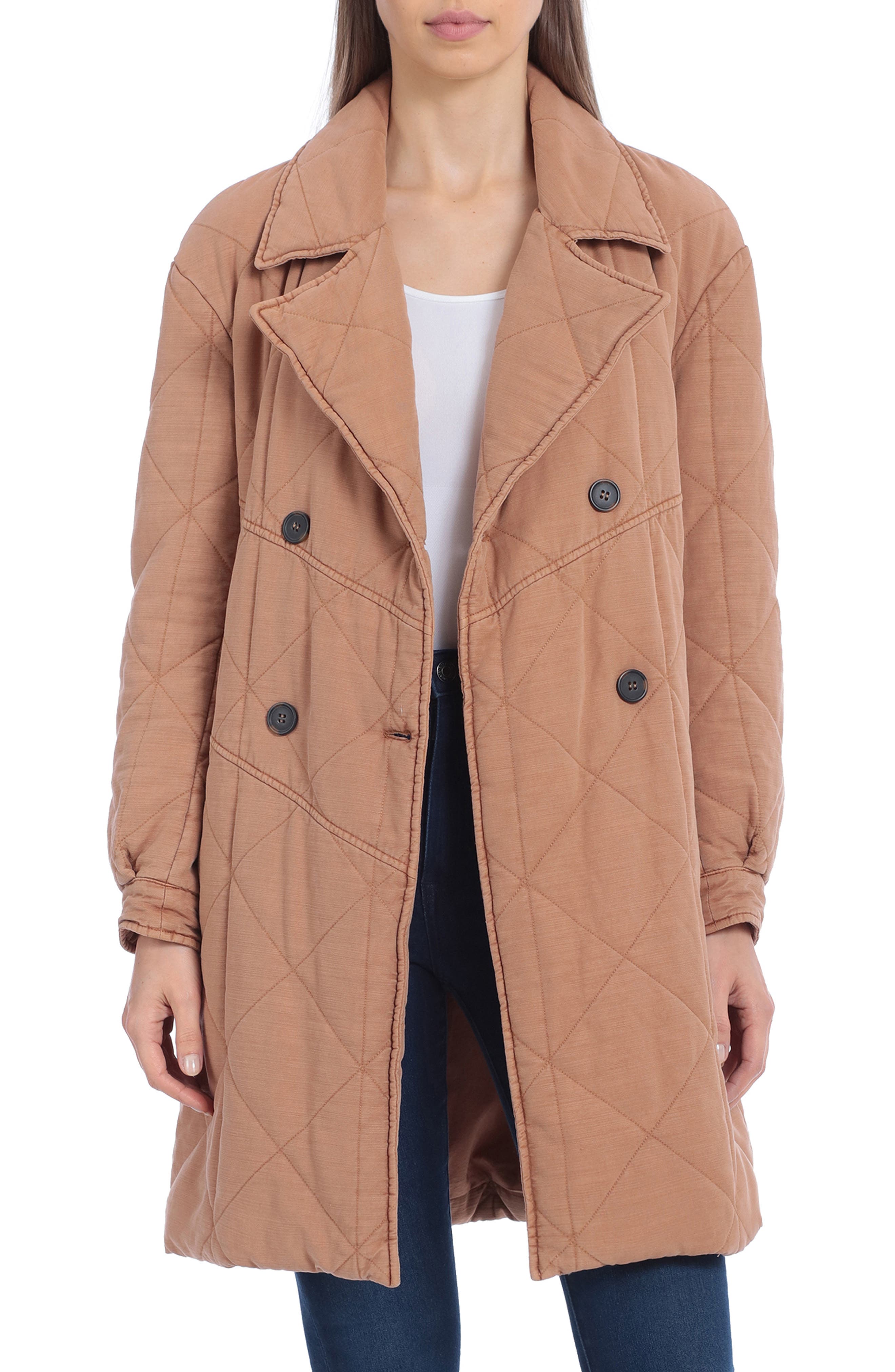 Avec Les Filles Medium Quilted Peacoat in Camel by Steals