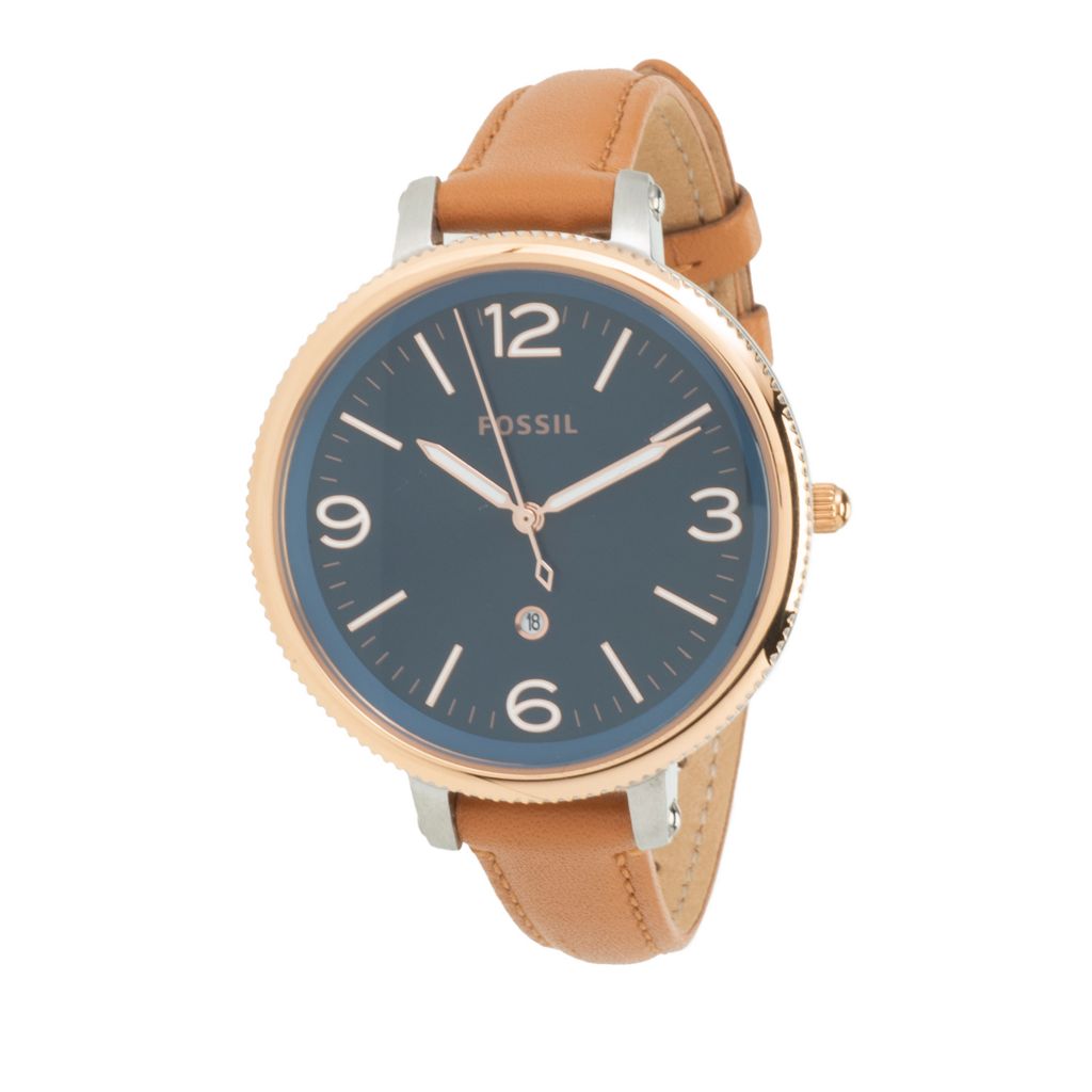 Fossil Women's Monroe Quartz Date Leather Strap Watch by Steals