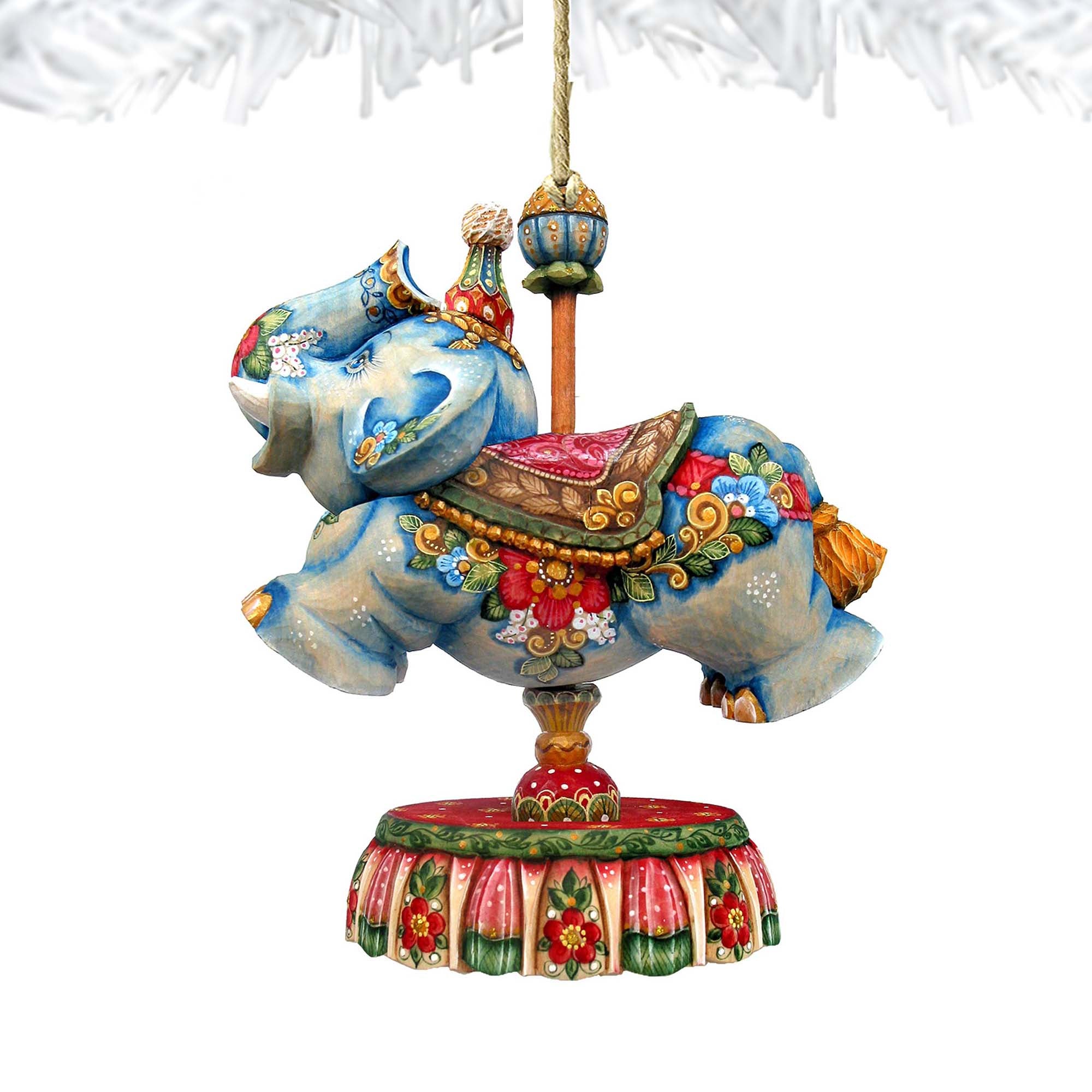 Carousel Elephant Wooden Ornaments by G. DeBrekht - Carousel Holiday Decor - 8114043
