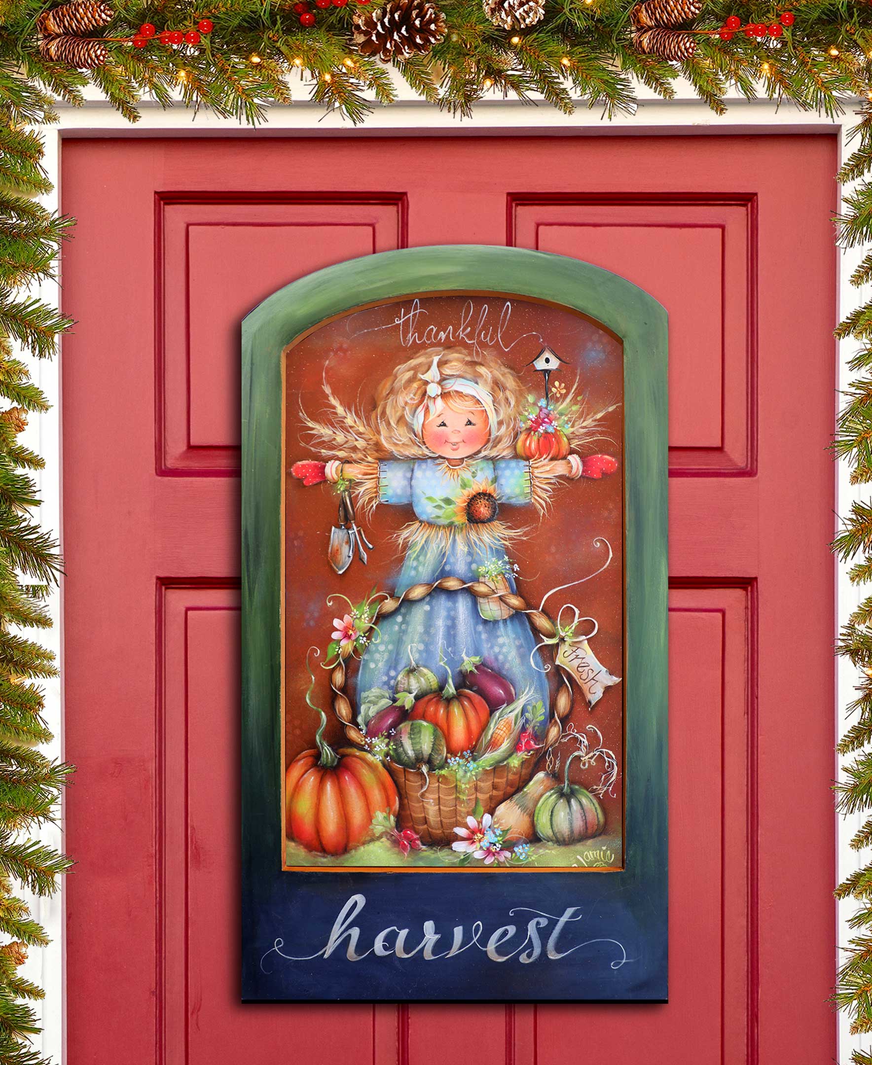 Thankful Harvest Holiday Door Decor by Jamie Mills-Price - Thanksgiving Decor - 8611076H-MP