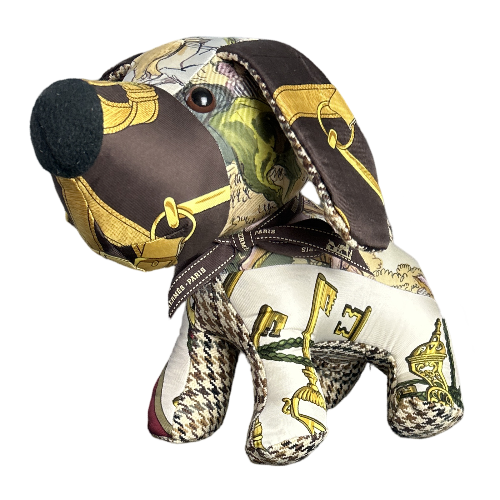 Eperon d'Or Vintage Silk Scarf Patchwork Puppy