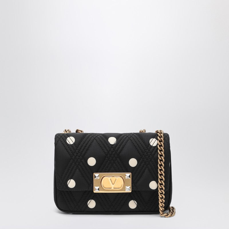 Valentino Garavani Black Quiltie 67 Bag With Ivory Polka Dots Women