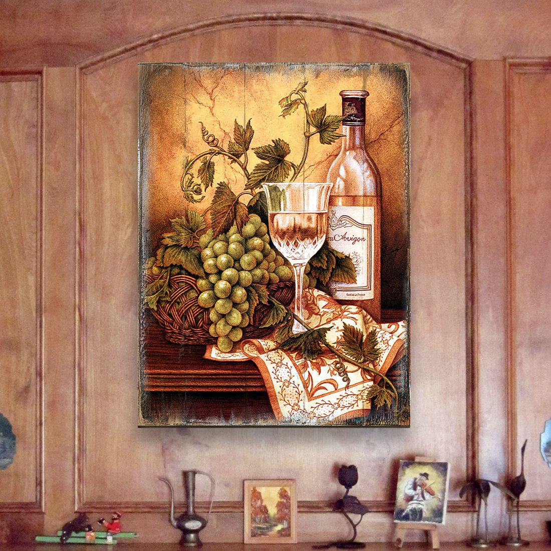 Avel Vine and Grapes Wooden Wall Art by Nature Wonders - Nature Wildlife Decor - 95349B