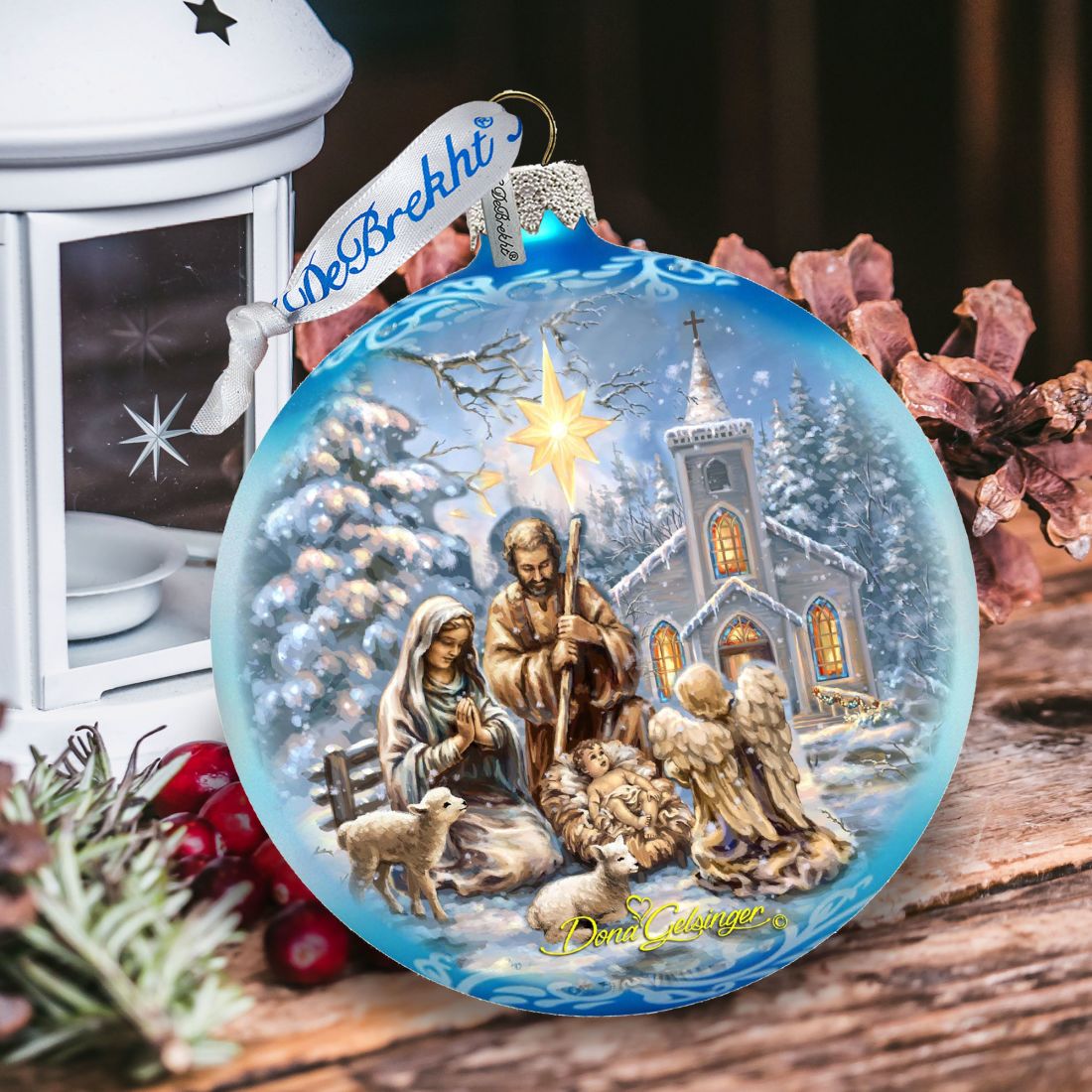 Nativity at the Chapel Glass Ornament Limited Edition by D. Gelsinger - Nativity Holiday Decor - 73895-1606