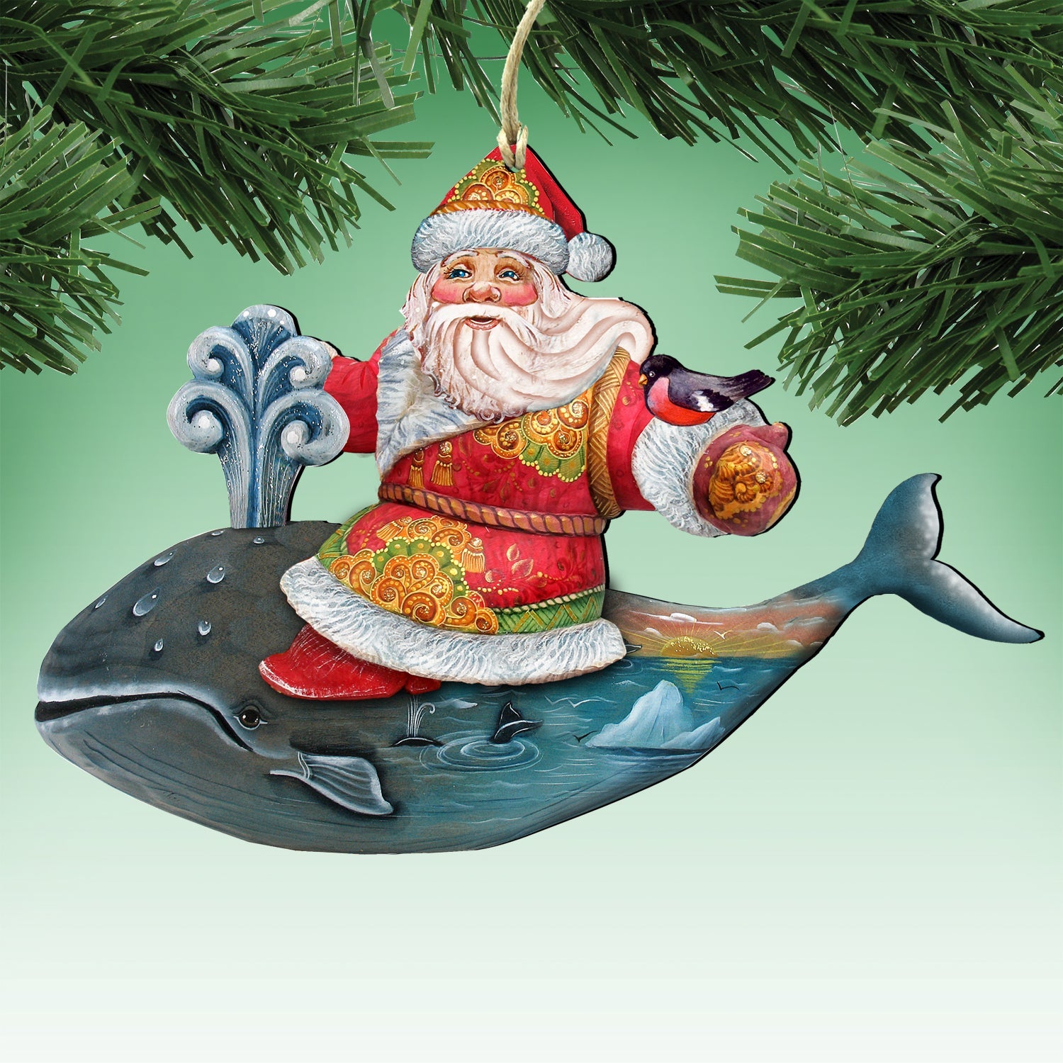 Christmas Journey Wooden Ornaments Set of 3 by G. DeBrekht - Christmas Santa Snowman Decor - 8100003S3