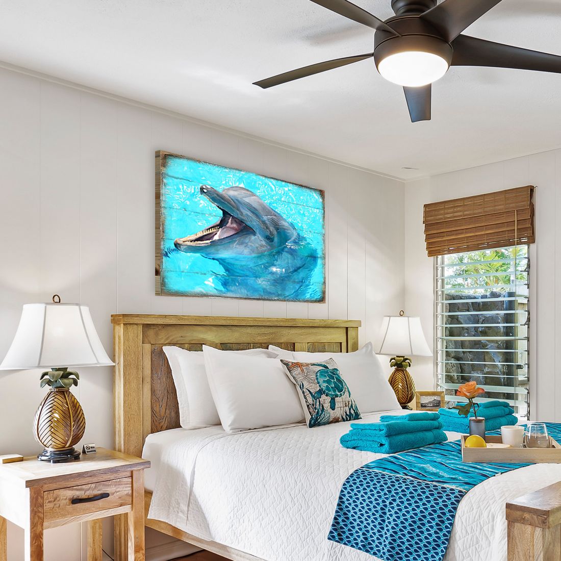 Sowers Dolphin Wood Wooden Coastal Wall Art by Nature Wonders - Coastal Sea-Life Decor - 95267B