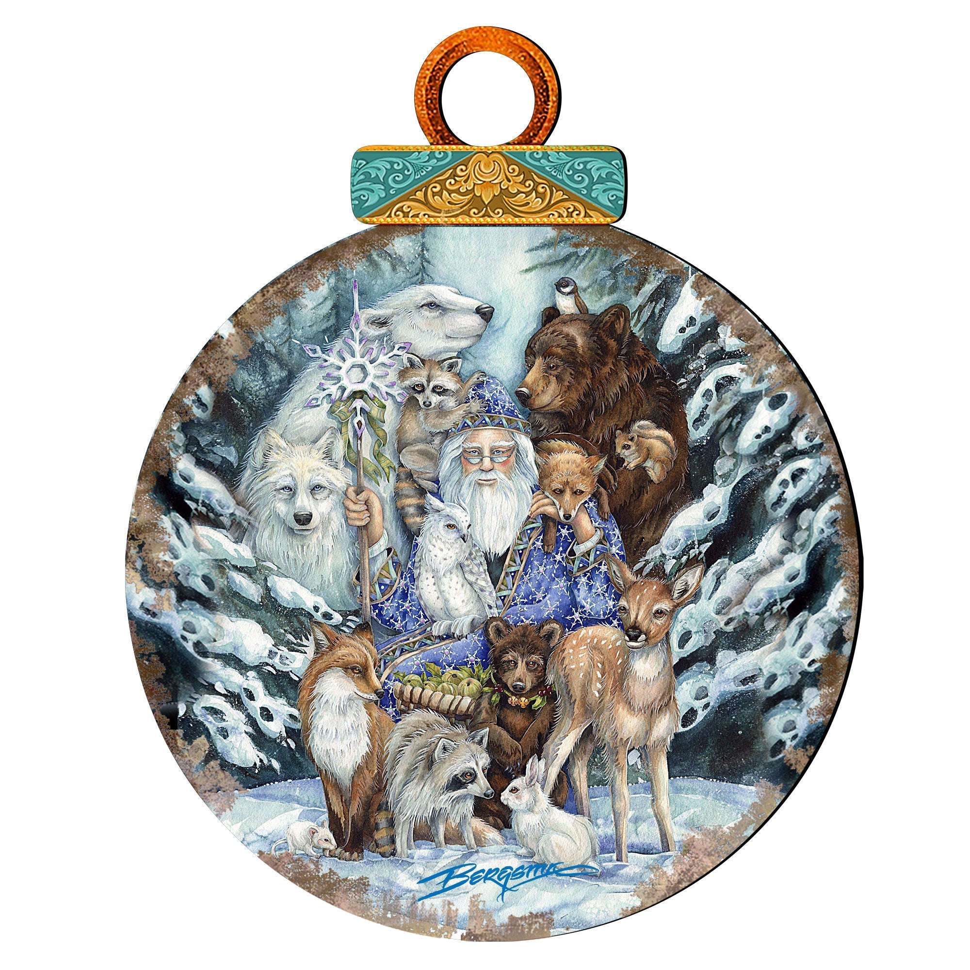 Gather in Peace Father Winter Animals Wall Hanger by J. Bergsma - Christmas Decor - 8591968H-JB