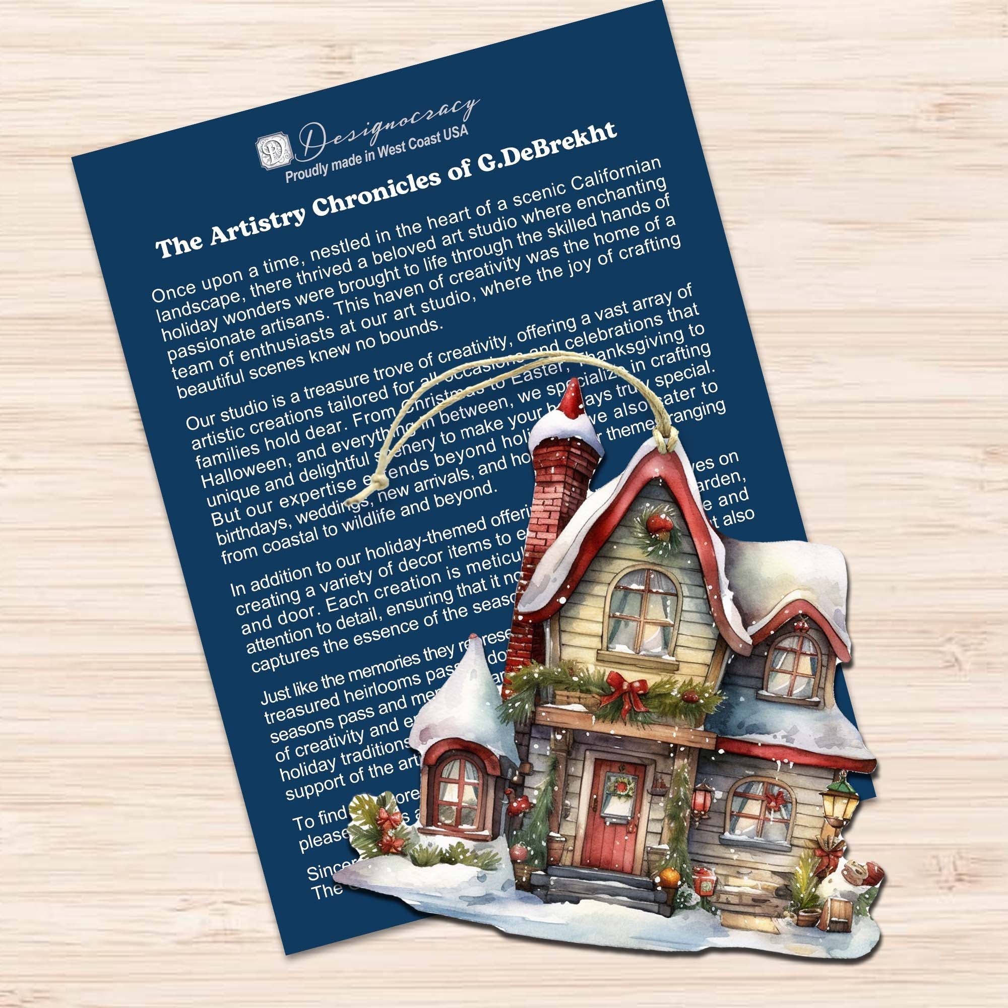 Christmas Houses Decorative Wooden Ornaments Set of 3 by G. Debrekht - Christmas Decor - 8091024-S3