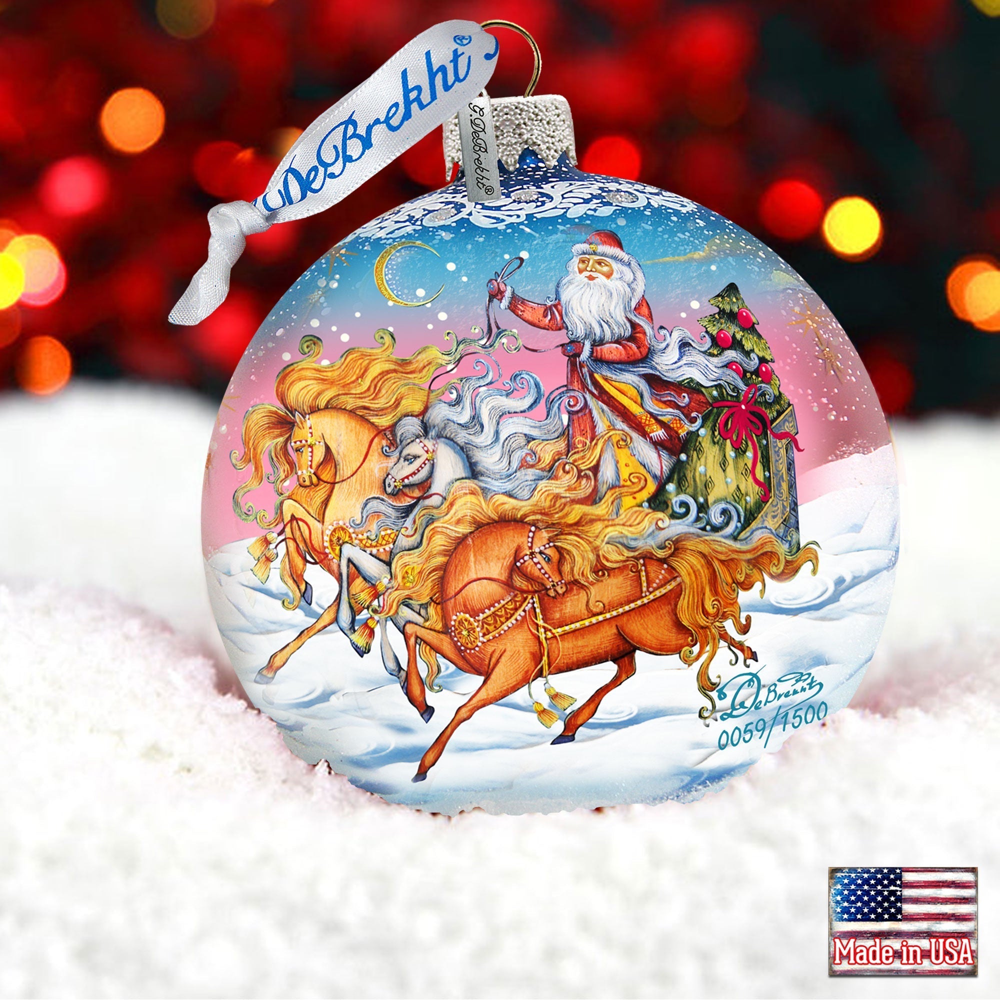 Sleigh Ride Ball Glass Ornament Limited Edition by G. DeBrekht - 73850