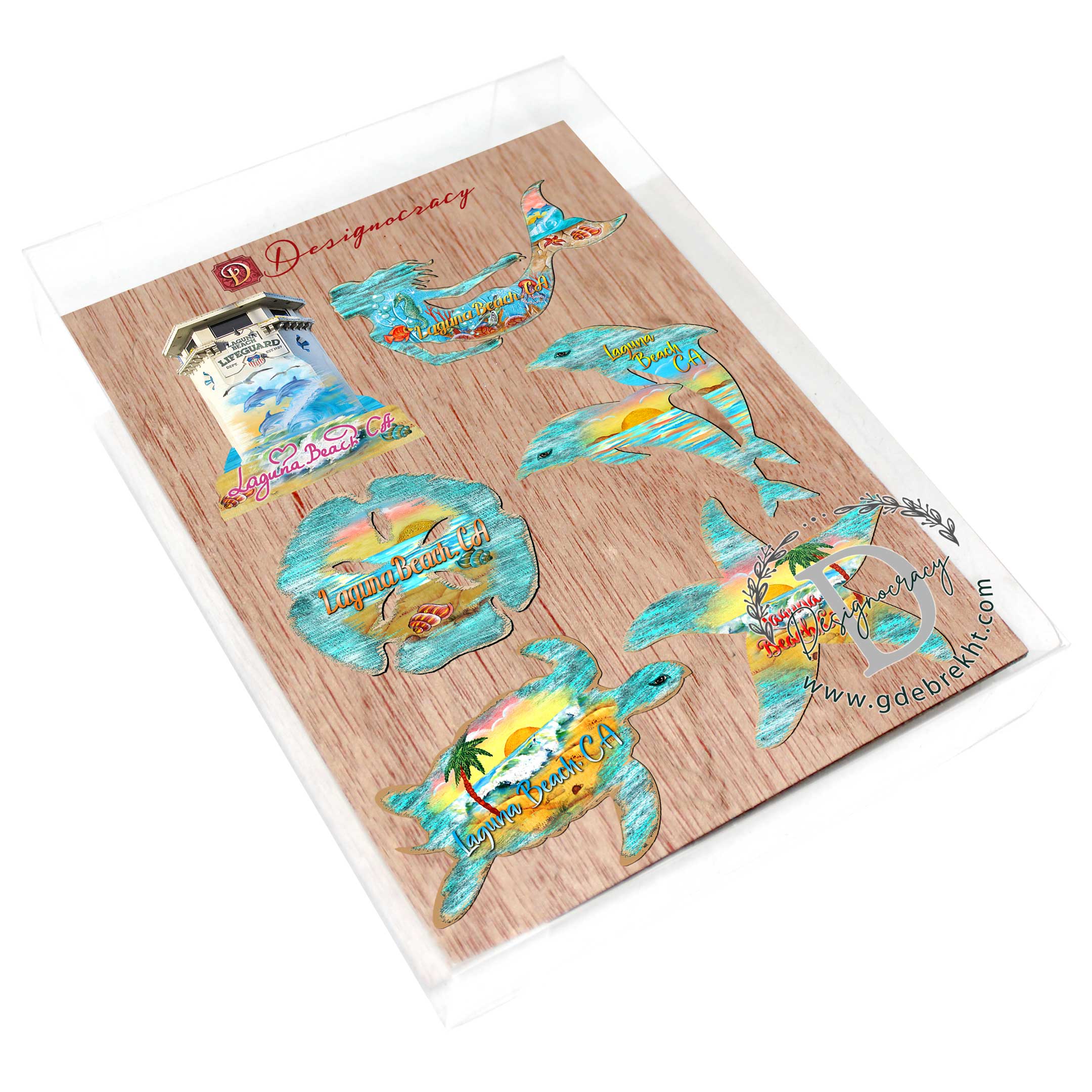 Coastal Decorative Wooden Magnets Set of 6 by G. Debrekht - Coastal Decor - 8090060G-S6