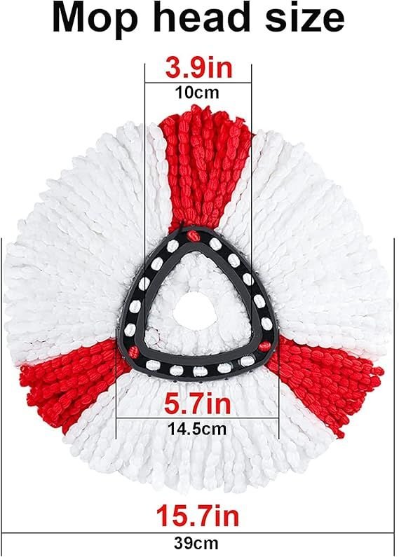 6Pcs Mop Head Replacement For Vileda, O-Cedar, 1 Mop Base, Microfiber Mop Head Replacement, White And Red Color, Triangle Shape