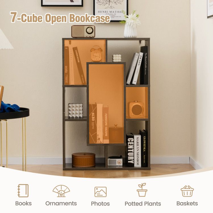 7-Cube Geometric Bookshelf Modern Decorative Open Bookcase