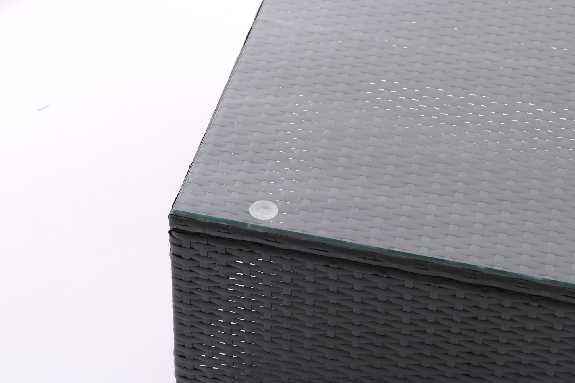 7 Pieces Outdoor Patio Furniture Set,Sectional Conversation Sofa Of Corner Chairs,Ottomans And Glass Top Table,All Weather PE Rattan and Steel Frame With Removable Cushions