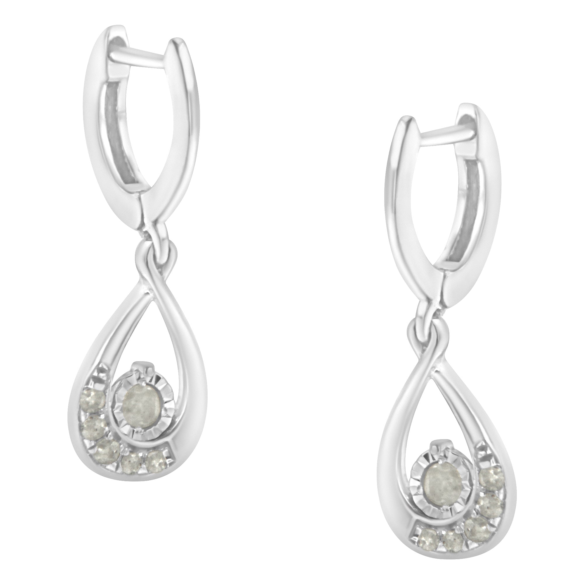 .925 Sterling-Silver 1/5 Cttw Miracle-Set Round Diamond Drop And Dangle Hoop Earring (I-J Color, I3 Clarity)