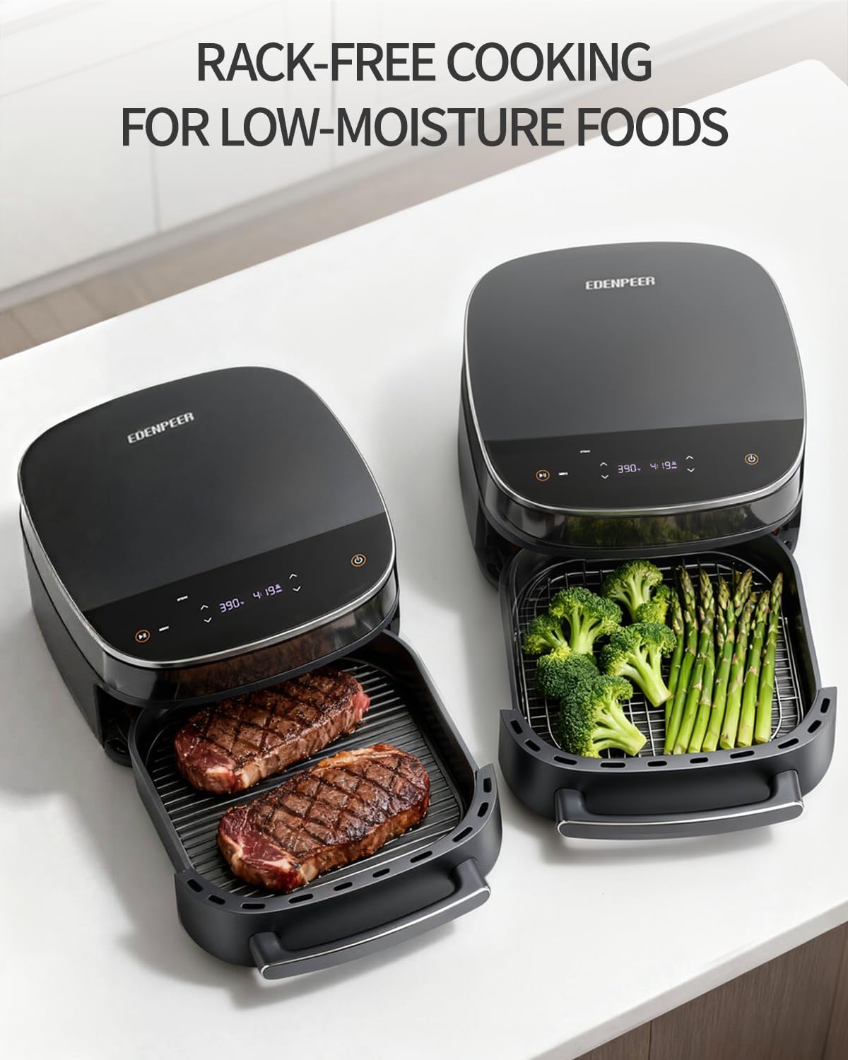 Extra Large Air Fryer,11-IN-1 6 QT 450F Air Fryer with Superior Airflow, Dual Heat Source Technology, Smart Digital Wide Fryer with PFAS Free Basket, Fits a 12" Pizza or 33 Chicken Wings