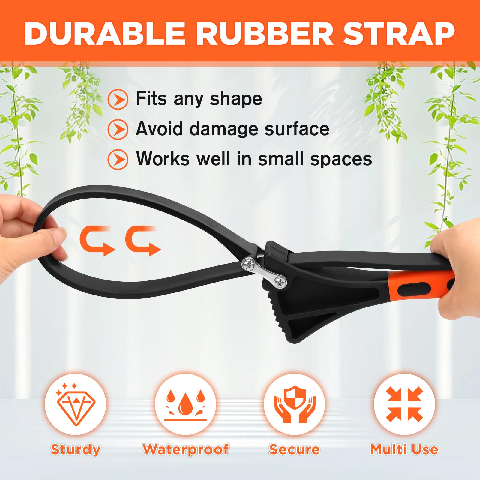 2-Piece Rubber Strap Adjustable Wrench Set Diameter 4" and 6", Oil Filter Pipe Jar Opener Strong Grip Plumbers Universal Spanner for Drain Sewer Cap Sink Pliers Nut Shower Head Valve Removal