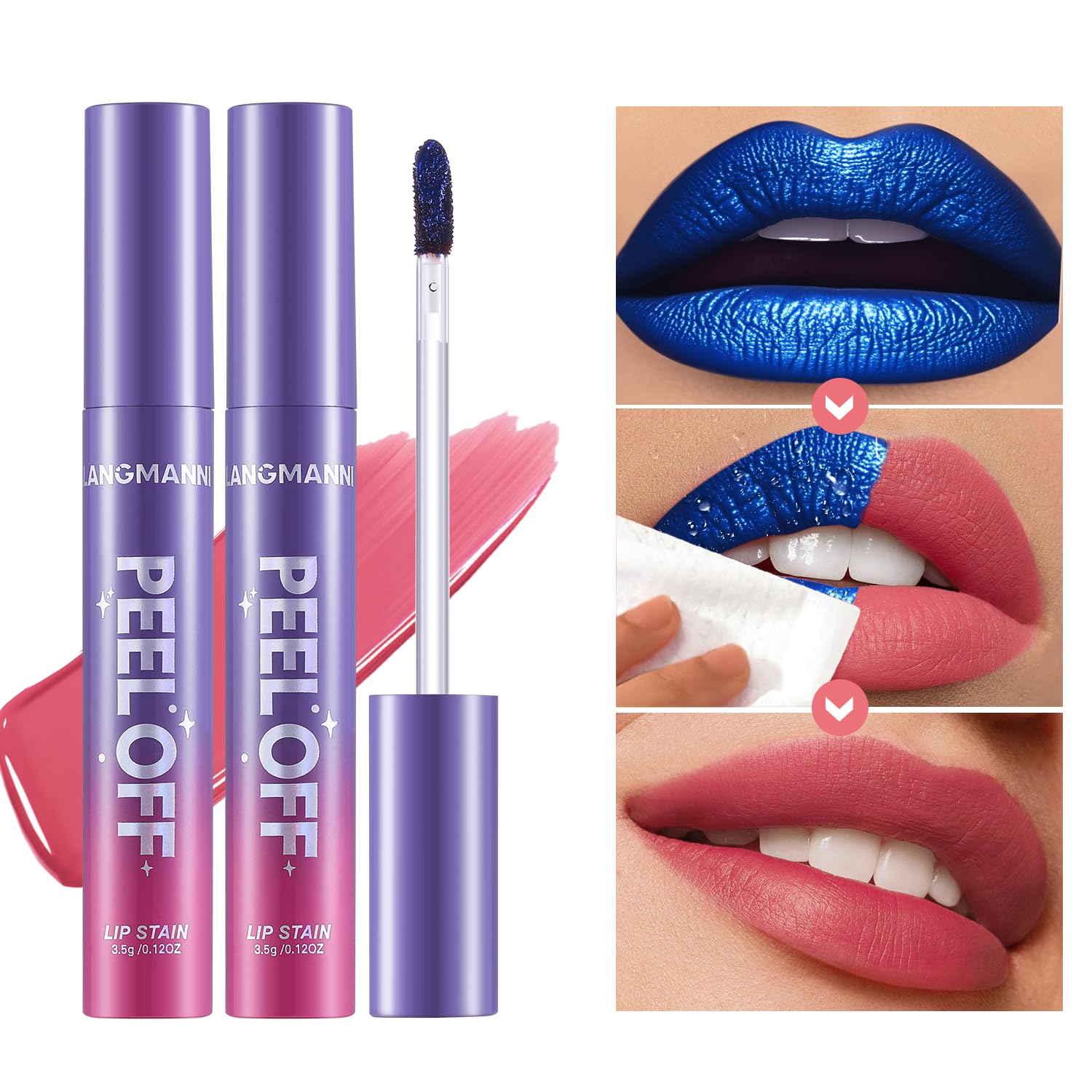 Jolilab Quick Lip Stain Peel Off,Wipe Off,Waterproof,Transfer proof,Highly Pigmented,Ultra Long Lasting Peel Off Lip Makeup With Matte finish for All-day Wear.(#03+04)