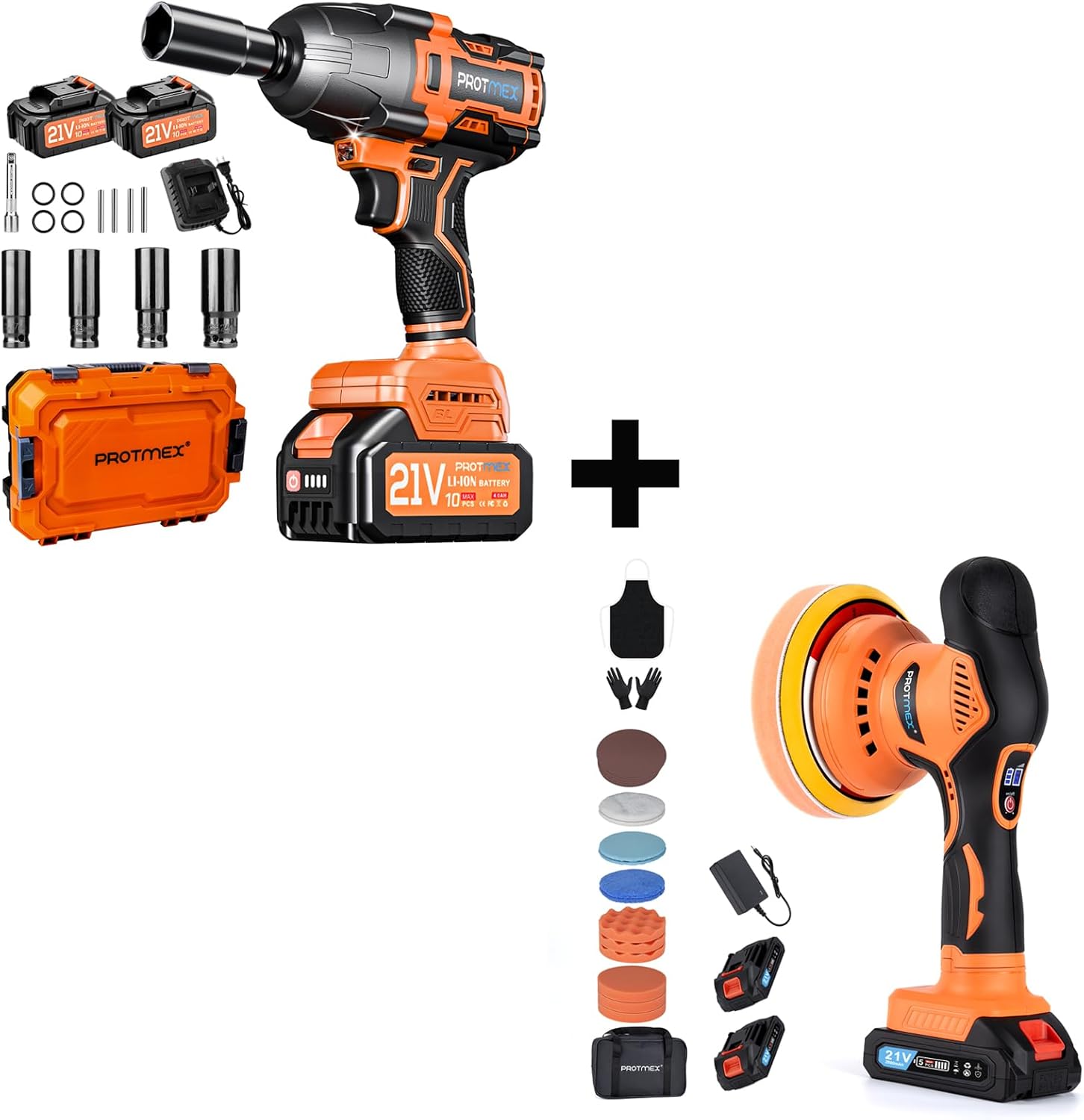 900Ft-lbs (1200N.m) Cordless Impact Wrench & Cordless Car Buffer Polisher