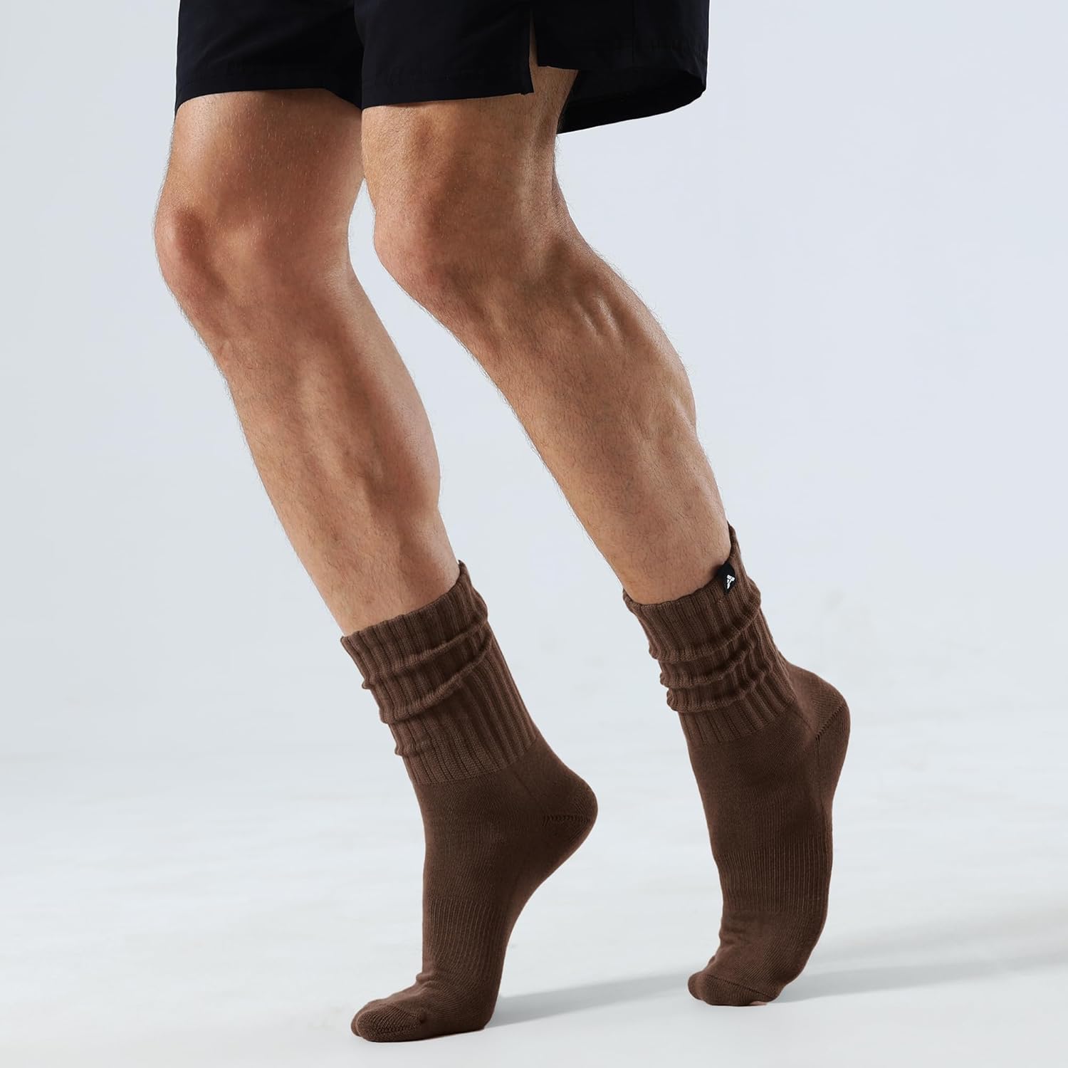 Scrunch Slouch Crew Socks Retro Ribbed Cotton Cushioned 3 Pack Boot Sneaker Gym Cozy Calf Socks For Men & Women