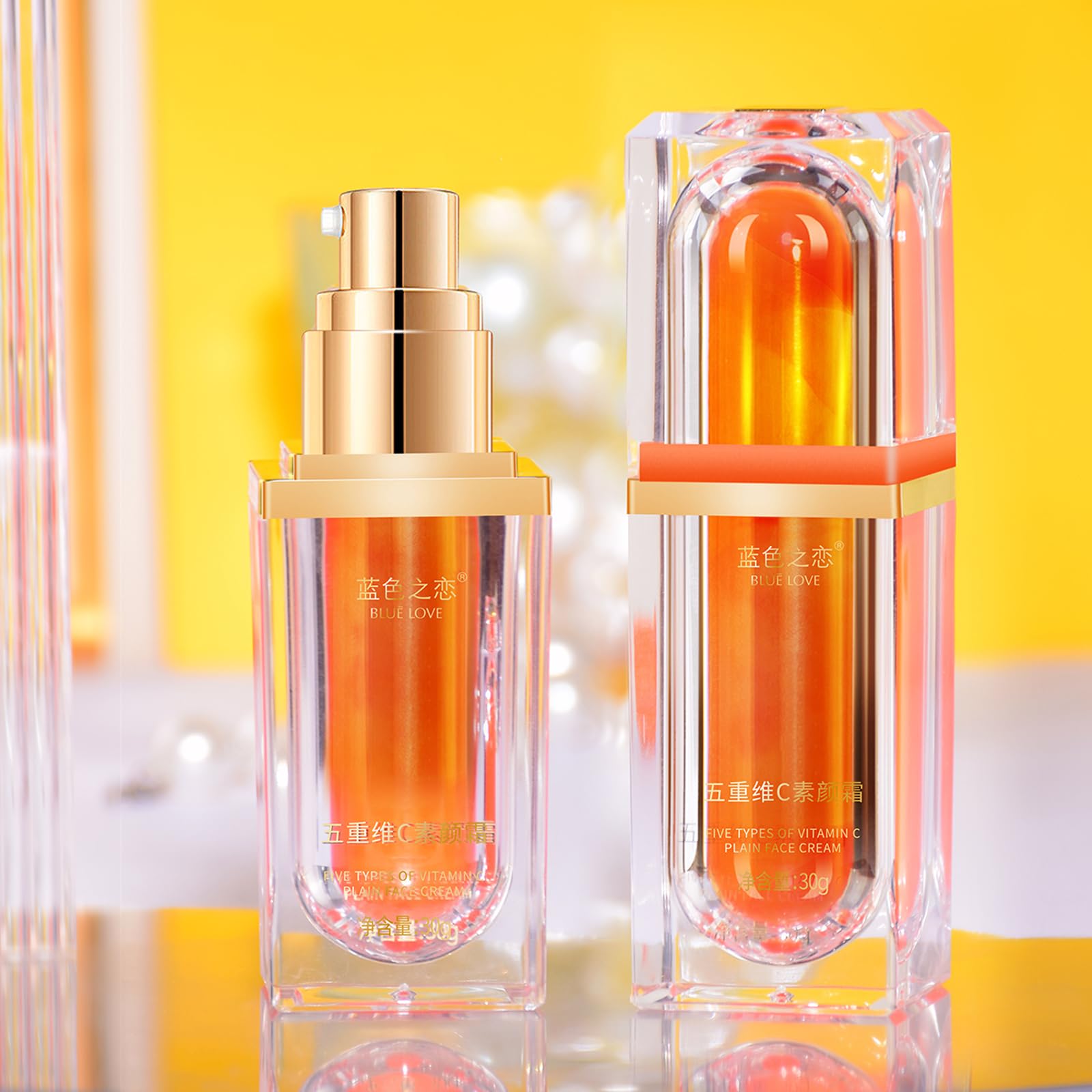 BLUE LOVE 2PCS Vitamin C Tone Up Cream Set, Quick Makeup Moisturizer for Radiant Skin, Natural Skincare for All Skin Types & Daily Use