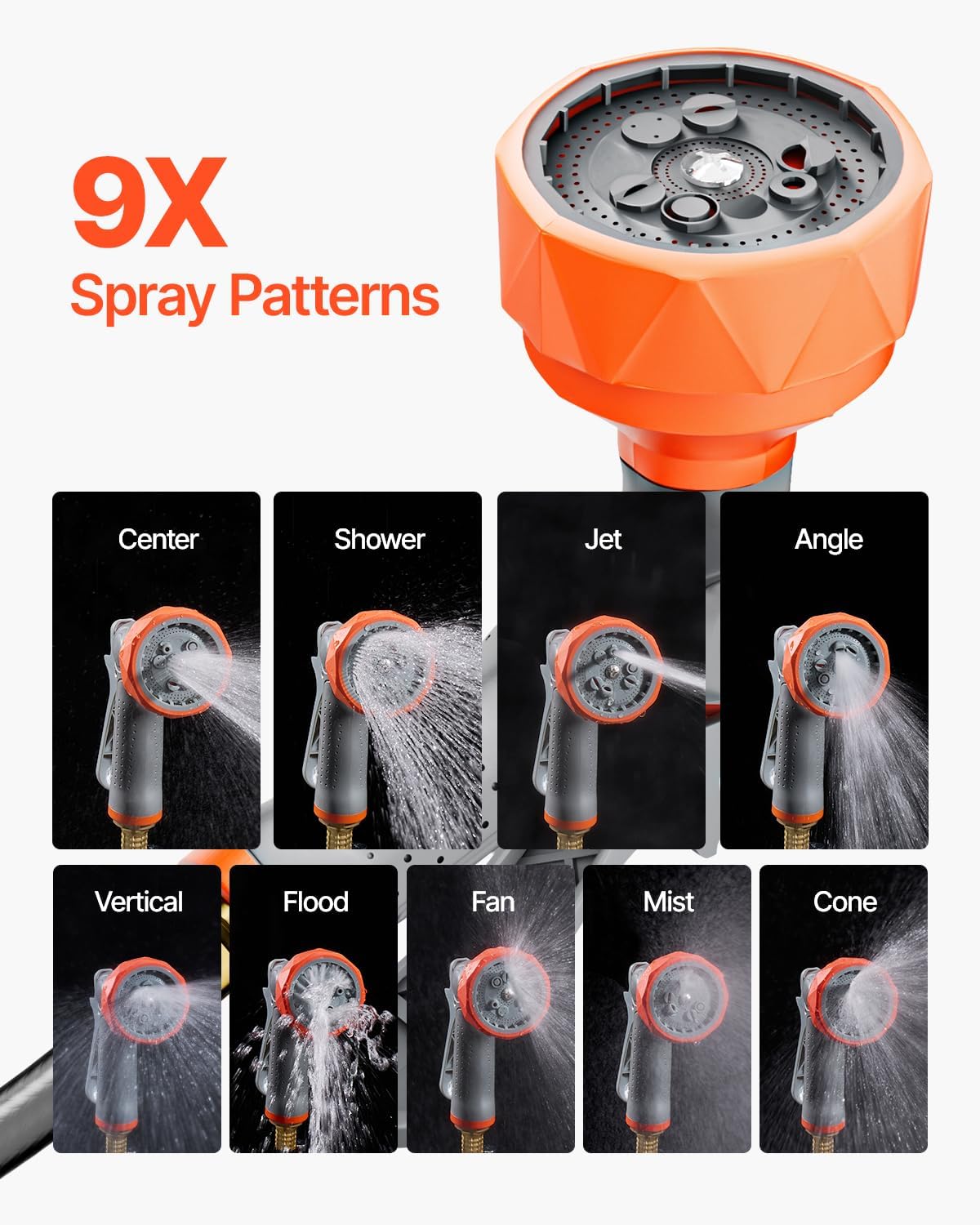 VEVOR Retractable Garden Hose Reel, 1/2 Inch x 84 ft Wall Mounted Heavy Duty Garden Hose Reel with 9 Patterns Nozzle, Any Length Lock, Upgraded Slow Return System and 180°Swivel Bracket