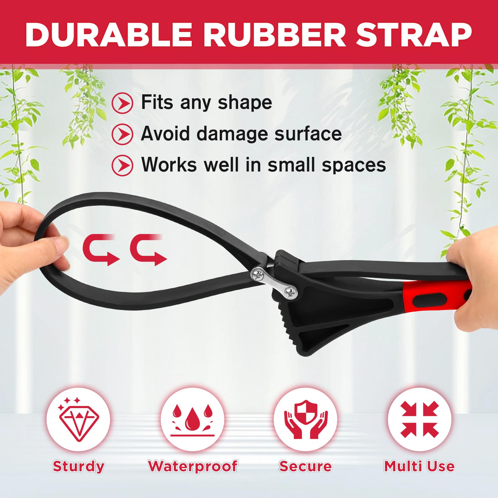 2-Piece Rubber Strap Adjustable Wrench Set Diameter 4" and 6", Oil Filter Pipe Jar Opener Strong Grip Plumbers Universal Spanner for Drain Sewer Cap Sink Pliers Nut Shower Head Valve Removal