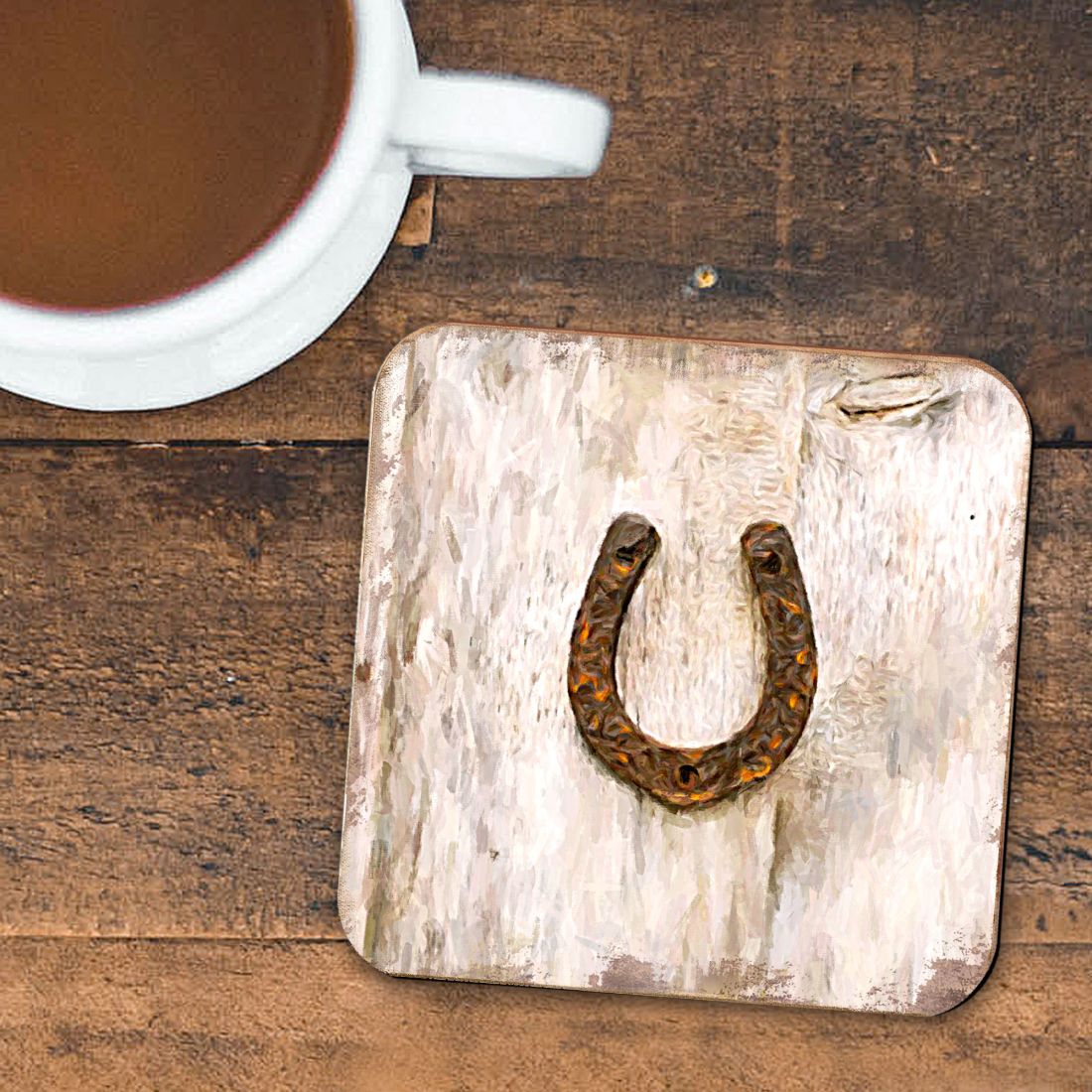 Horseshoe Art Wooden Cork Coasters Gift Set of 4 by Nature Wonders - Nature Wildlife Decor - 8198622C-S4