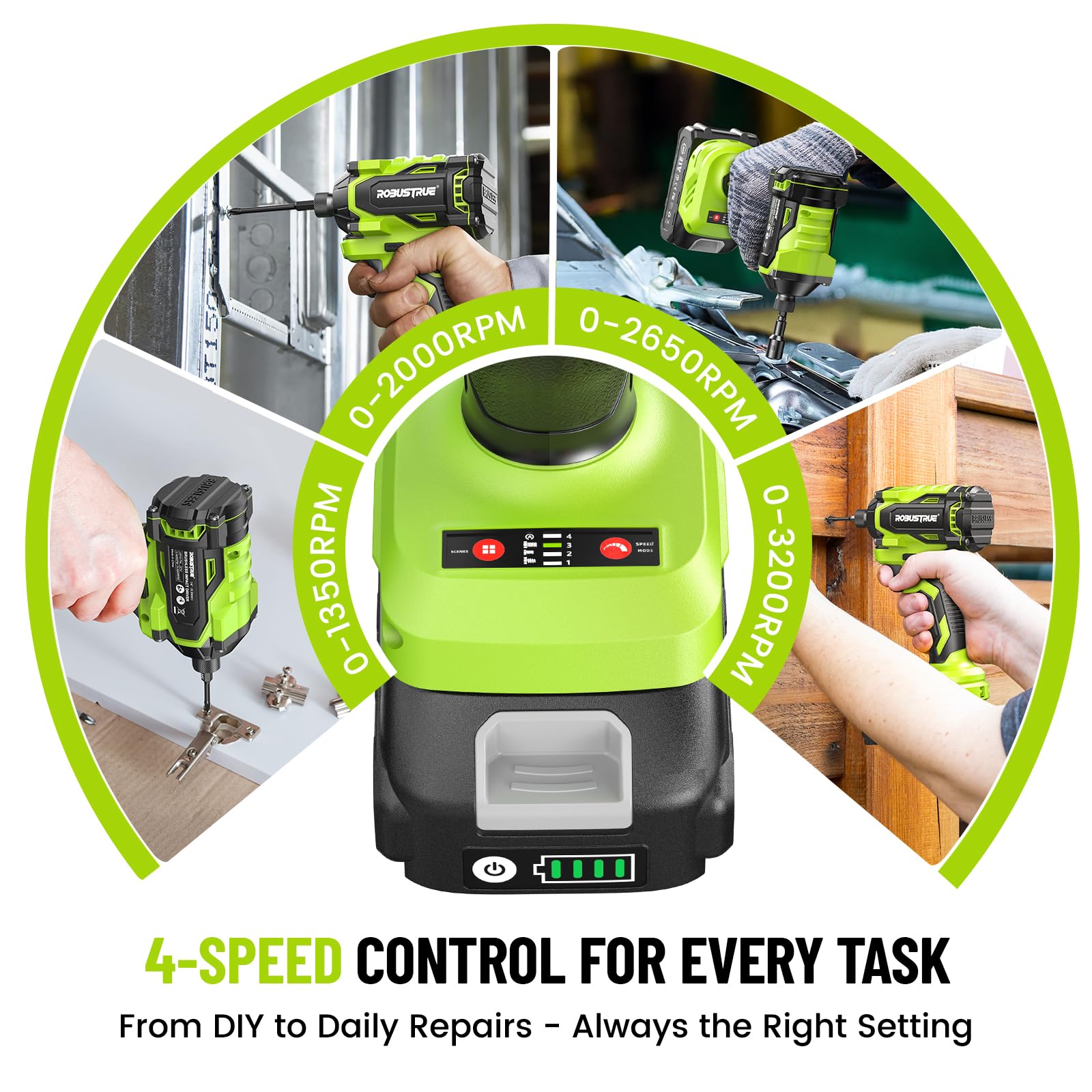 Impact Driver: 21V 1/4" Hex Cordless Impact Driver, 230N.m (2,035in-lbs) Brushless Impact Driver Drill Set, 20Psc Screwdriver Bits, 2.0 Ah Battery, Variable Speed for DIY and Automotive