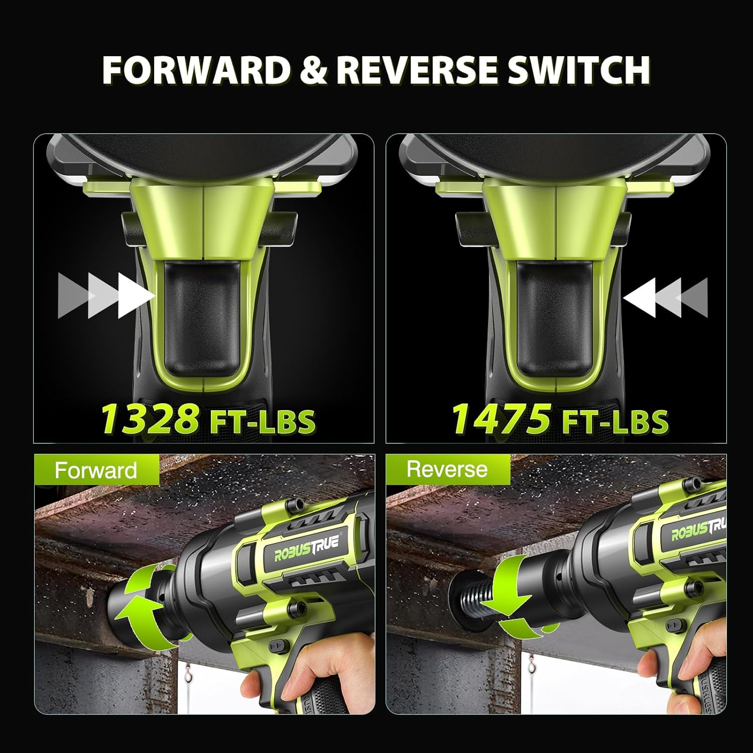 1500 ft-lbs/2000N.m High Torque Impact Wrench, 3/4 To 1/2 Brushless Impact Gun, Cordless 5.0Ah Battery, Fast Charger, Electric Impact Wrench for Heavy-duty Truck RV