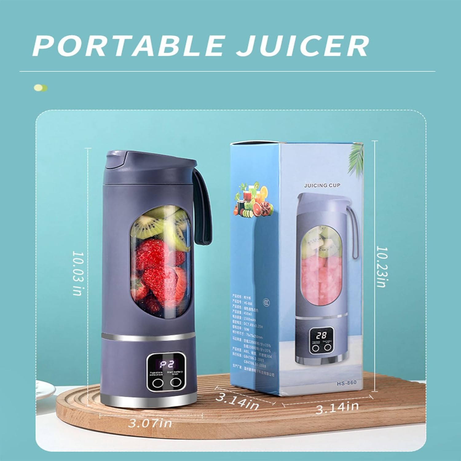 Digital Multimode Juicer Blender, Portable Blender Personal Electric,500ml Portable Juicer For Shakes And Smoothies, Best For Home & Travel (2PCS White Army Green)