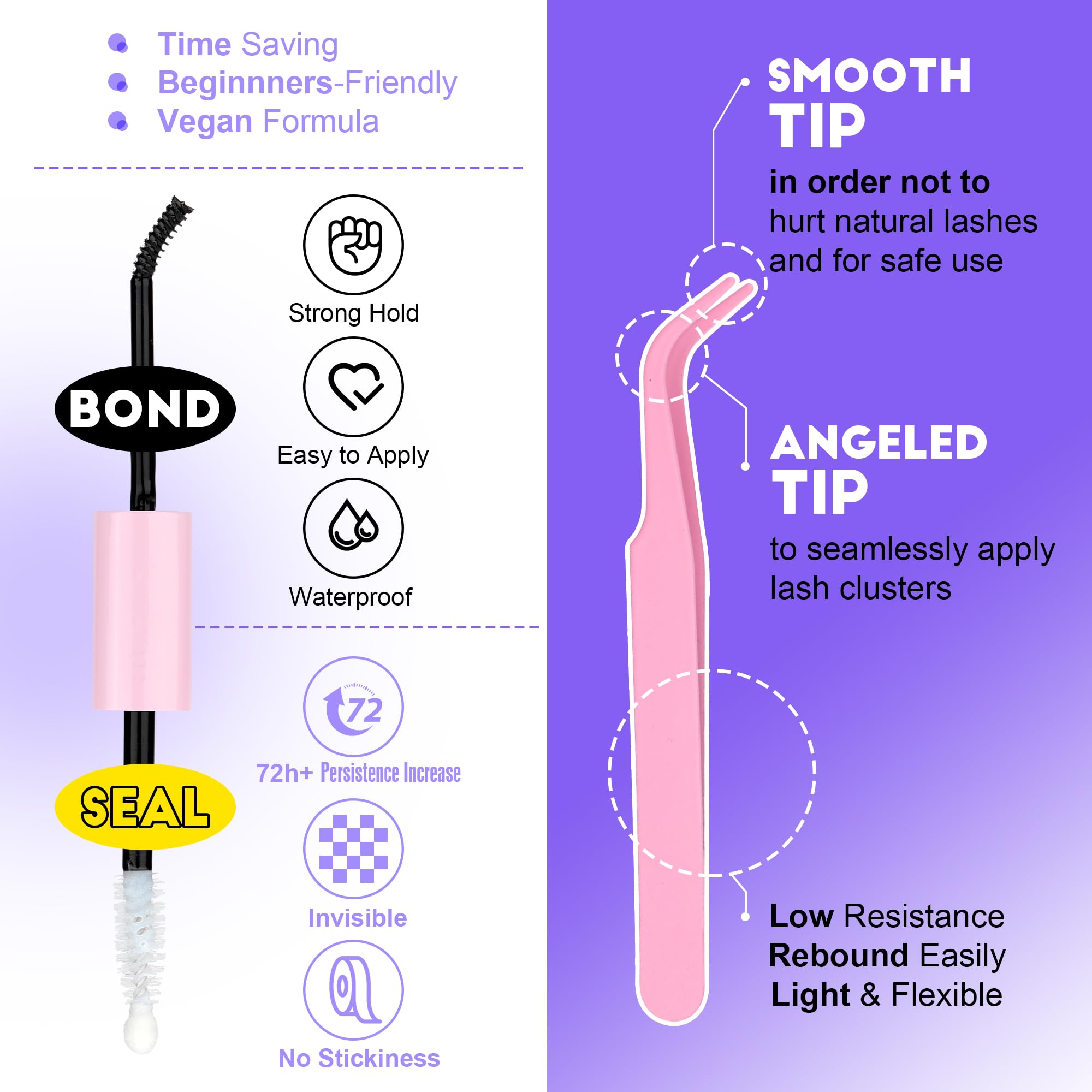 Pawotence Lash Extension Kit DIY 280pcs Lash Clusters Eyelash Extension Kit, 9-16mm 30D 40D Individual Lashes Kit with Lash Bond and Seal, Lash Tweezers for Self Use (30D&40D, 0.07D, 9-16mm, Kit)