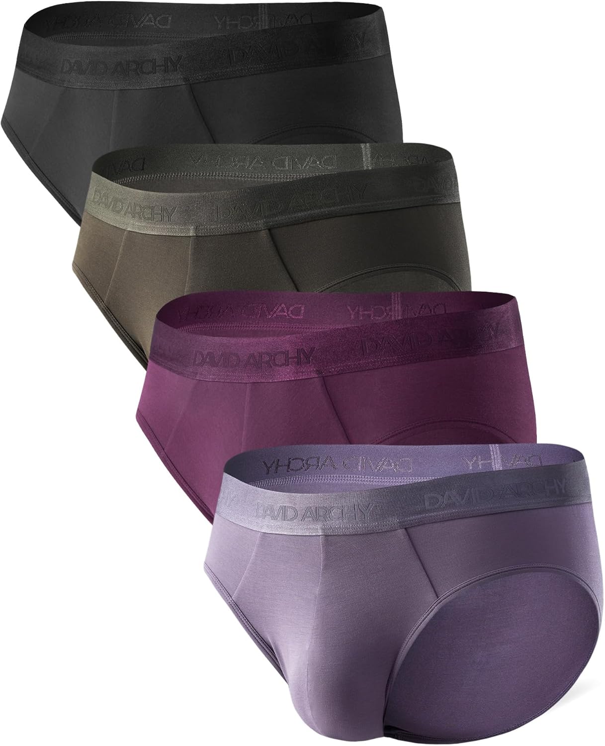 DAVID ARCHY Men's Briefs Modal No Fly Underwear Support Pouch Soft Comfort Briefs for Men 4 Pack