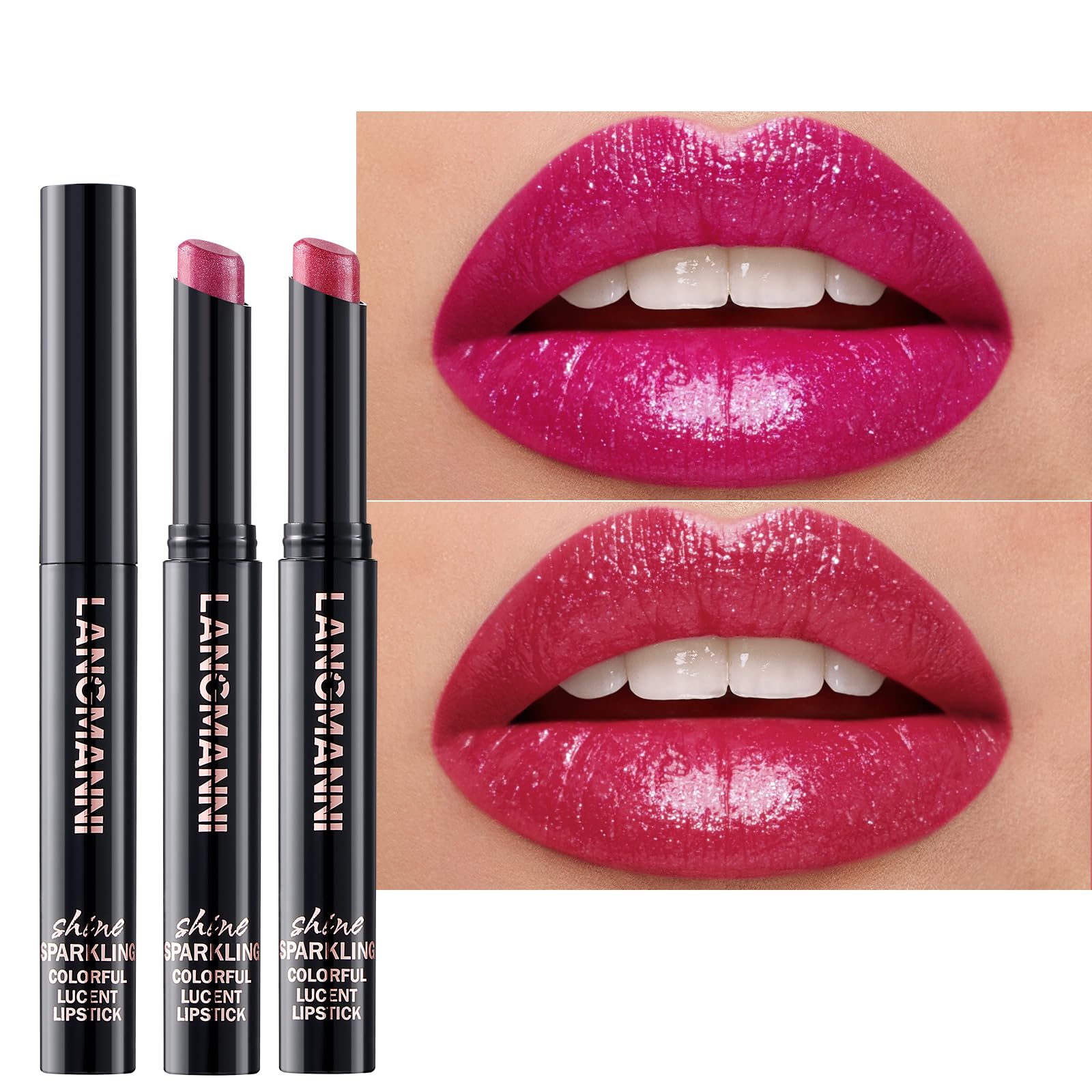 Jolilab 10Pcs Set Sparkling Lipstick Lip Gloss Long Lasting Waterproof Moisturizer Lip Balm Glitter Shimmer Metallic, Diamond Shiny Bold Glow Goth Lipstick for Women Girls, Non-sticky