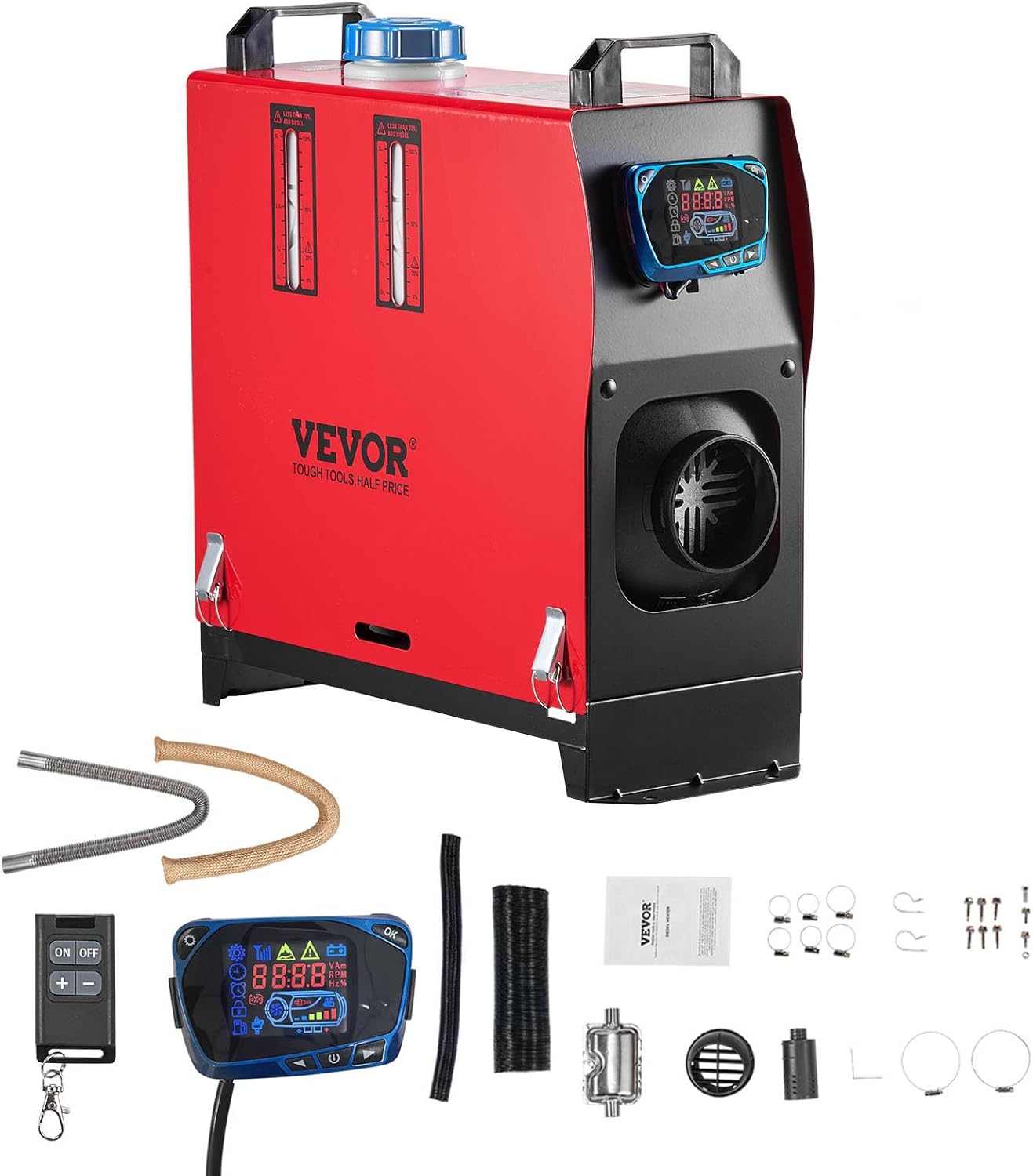 VEVOR 8KW Diesel Heater All in One, Diesel Air Heater with Bluetooth App Control, Portable Parking Heater Automatic Altitude Adjustment Max 18045 ft, Remote Control and LCD, for Vehicles