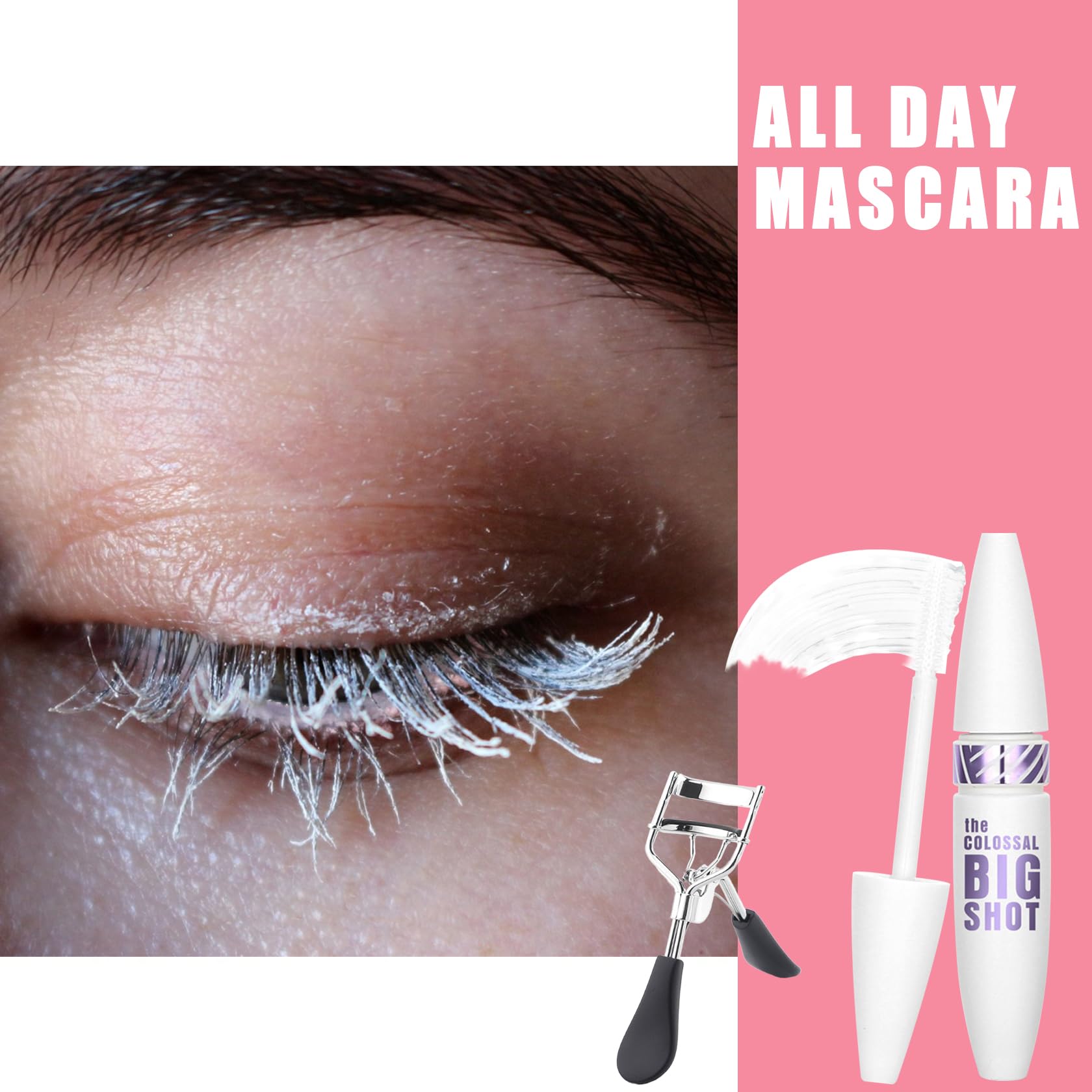 Black Telescopic Mascara Set,3PCS Black Mascara Volume and Length for Eye Makeup,Waterproofing No Clumping Tubing Mascara,No Smudging Curly Black Mascara with Eyelash Curler