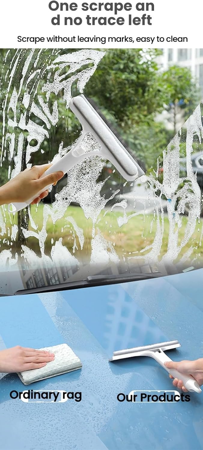 3 in 1 Window Cleaning Scraper Glass, 2025 New Squeegee for Shower Glass, Spray Away Cleaner Shower Squeegee for Glass Doors Brush - All-Purpose Squeegee for Window Cleaner Tool (Grey)