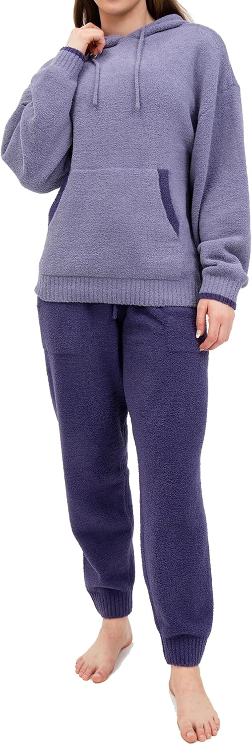 DAVID ARCHY Fleece Pajamas Women Warm Winter Fuzzy Cozy Pjs Sets Soft Comfy Long Sleeve Tops and Pants Sleepwear Loungewear