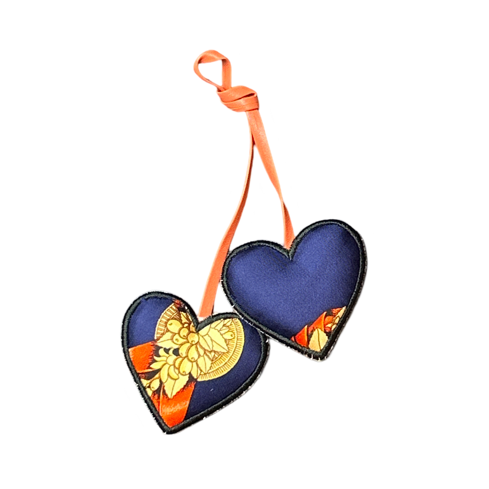 Rubans du Cheval Blue Scarf Double Heart Bag Charm