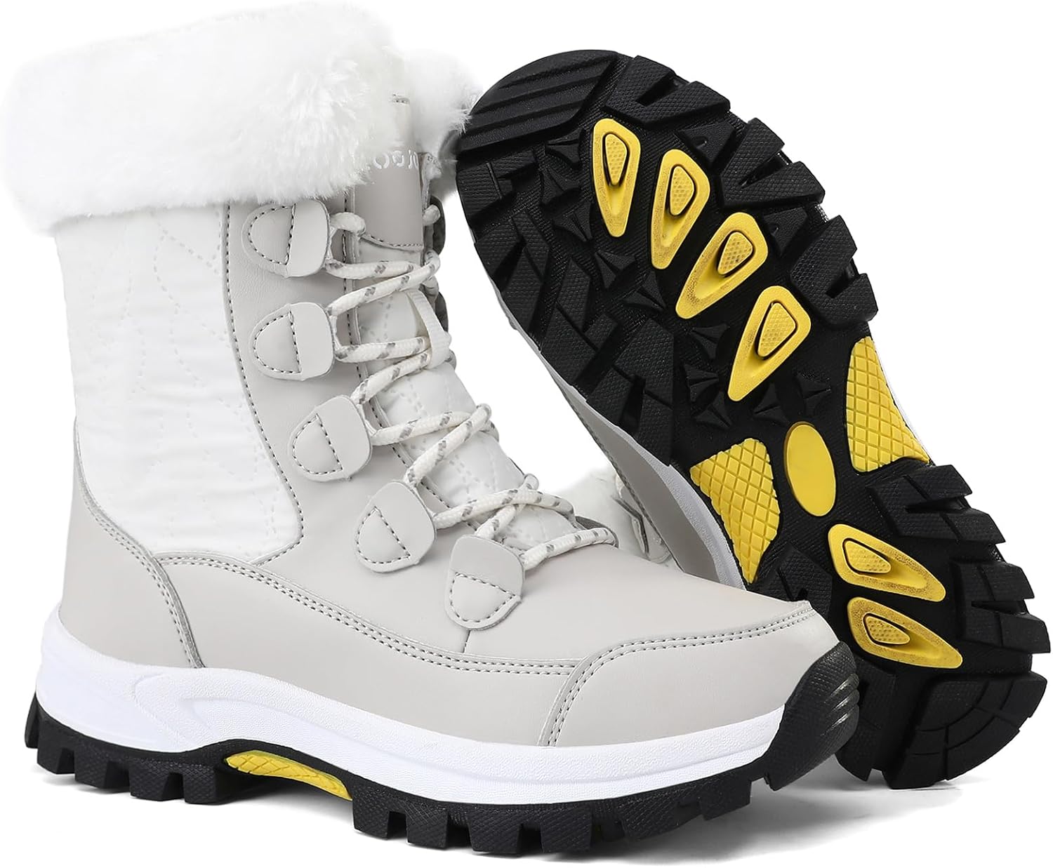 COOJOY Womens Winter Snow Boots Waterproof Shoes Walking Comfortable Hiking Tennis Booties Furry Mid Calf Warm Lightweight