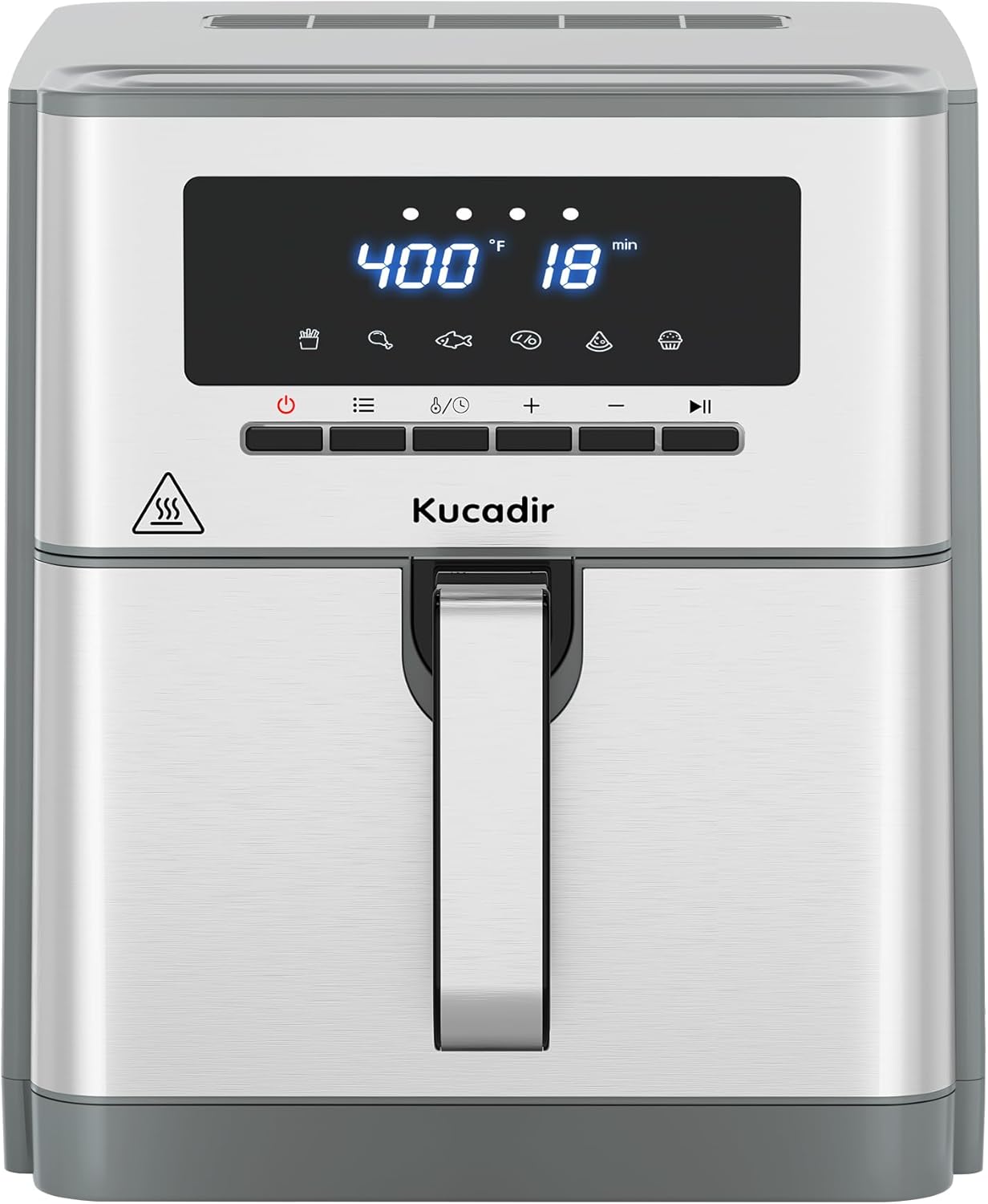 Air Fryer 10 Quart, Large Air Fryer for Families, 6 Cooking Functions AirFryer, 400°F Temp Controls in 5° Increments, Ceramic Coated Nonstick Basket and Crisper Plate, Dishwasher-Safe, 1700W, Grey