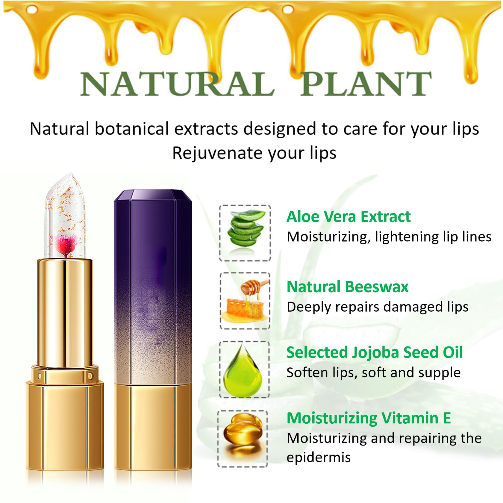 4 Pack Aloe Vera Lipstick,Long Wear Nourishing Lip stick,Waterproof Moisturizing Color Changing Lip Balm Lipstick,Lip Gloss,Magic Temp Color Change Matte Lip Gloss Makeup