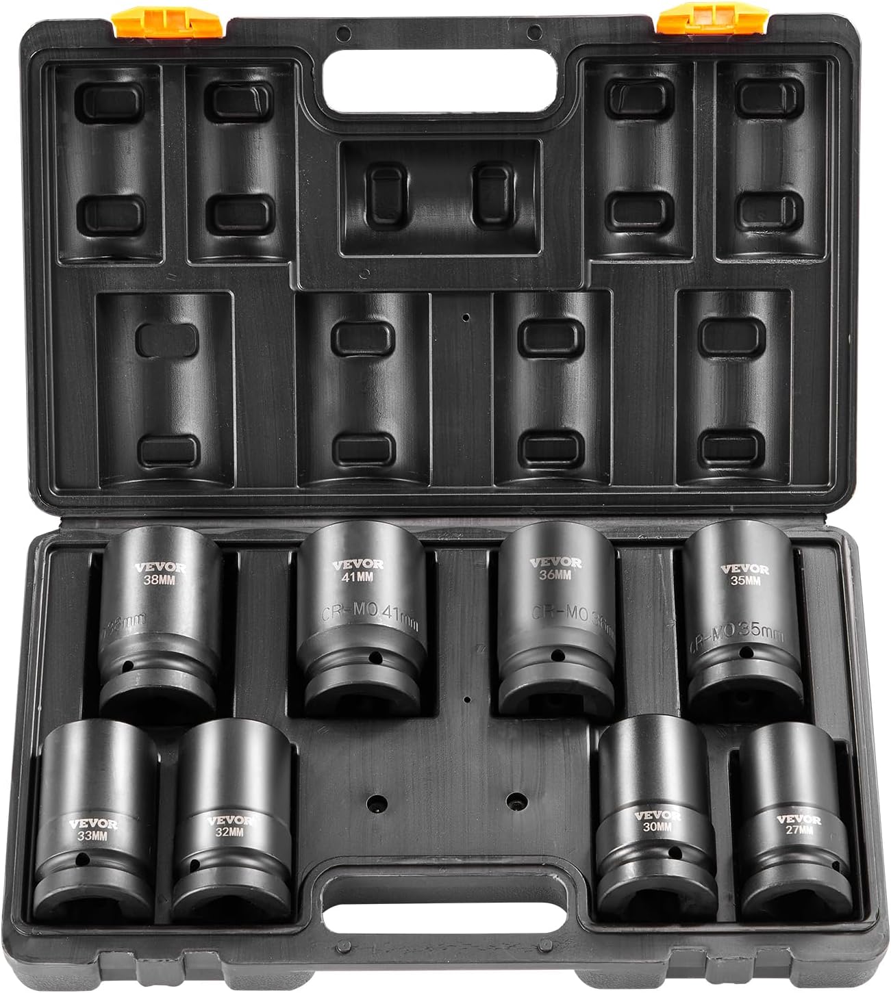 VEVOR 1/2" Drive Impact Socket Set, 65 Piece SAE 3/8" to 1-1/4" and Metric 10-24mm, 6 Point Cr-V Alloy Steel for Auto Repair, Easy-to-Read Size Markings, Rugged Construction, Storage Case