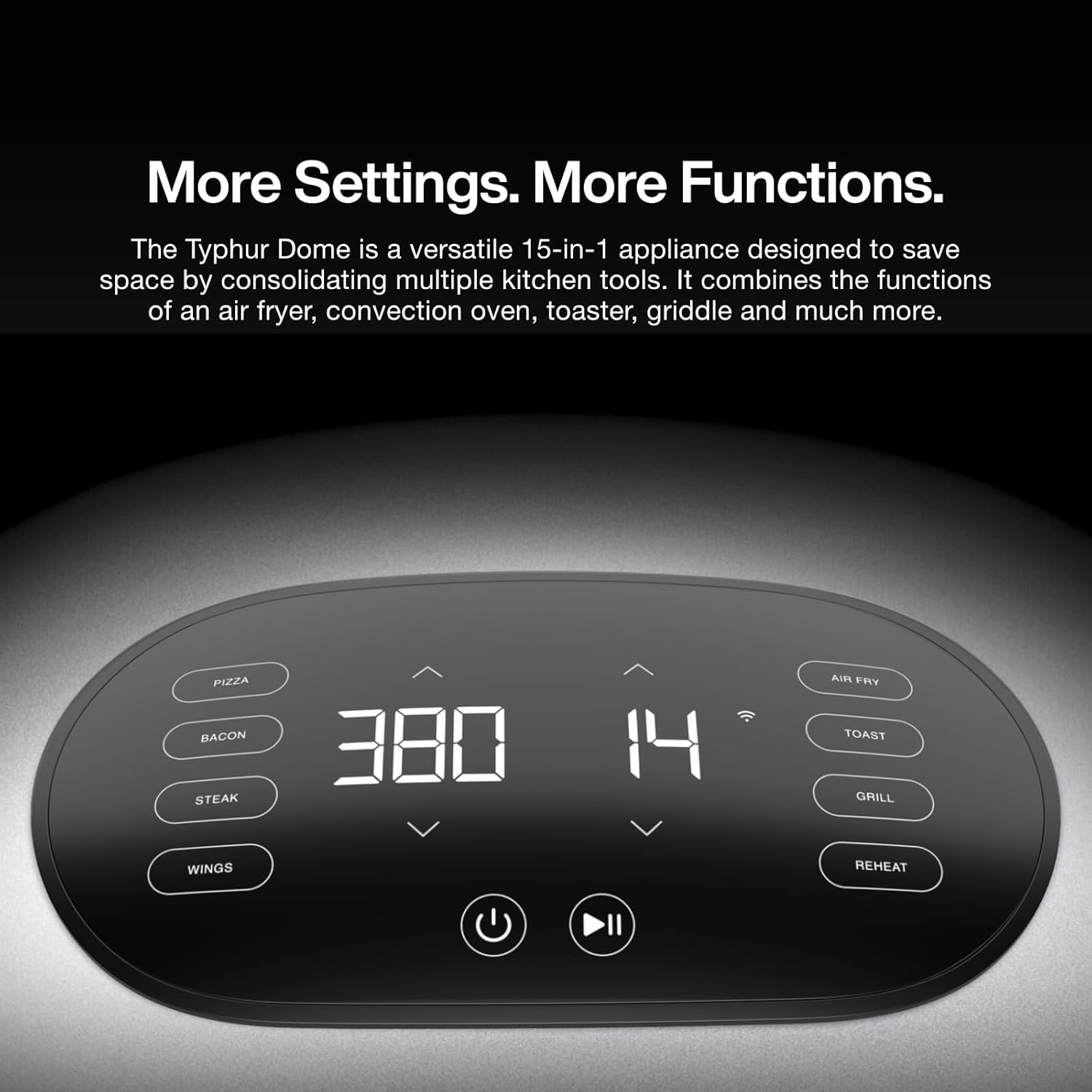 Dome 2 Air Fryer, Extra Large Airfryer with Superior Airflow, Self-cleaning Smart Digital Fryer with PFAS free Basket for Quick Easy Meals, Fits a 12" Pizza or 4-Slice Toast