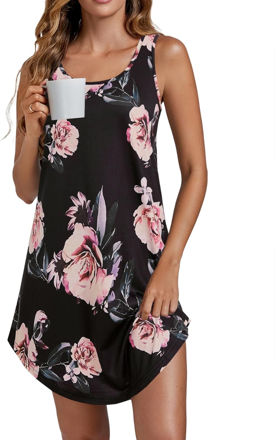 Vrtige Women's Tank Nightgown Sleeveless Sleepwear Scoop Neck Full Slip Chemise Nightdress