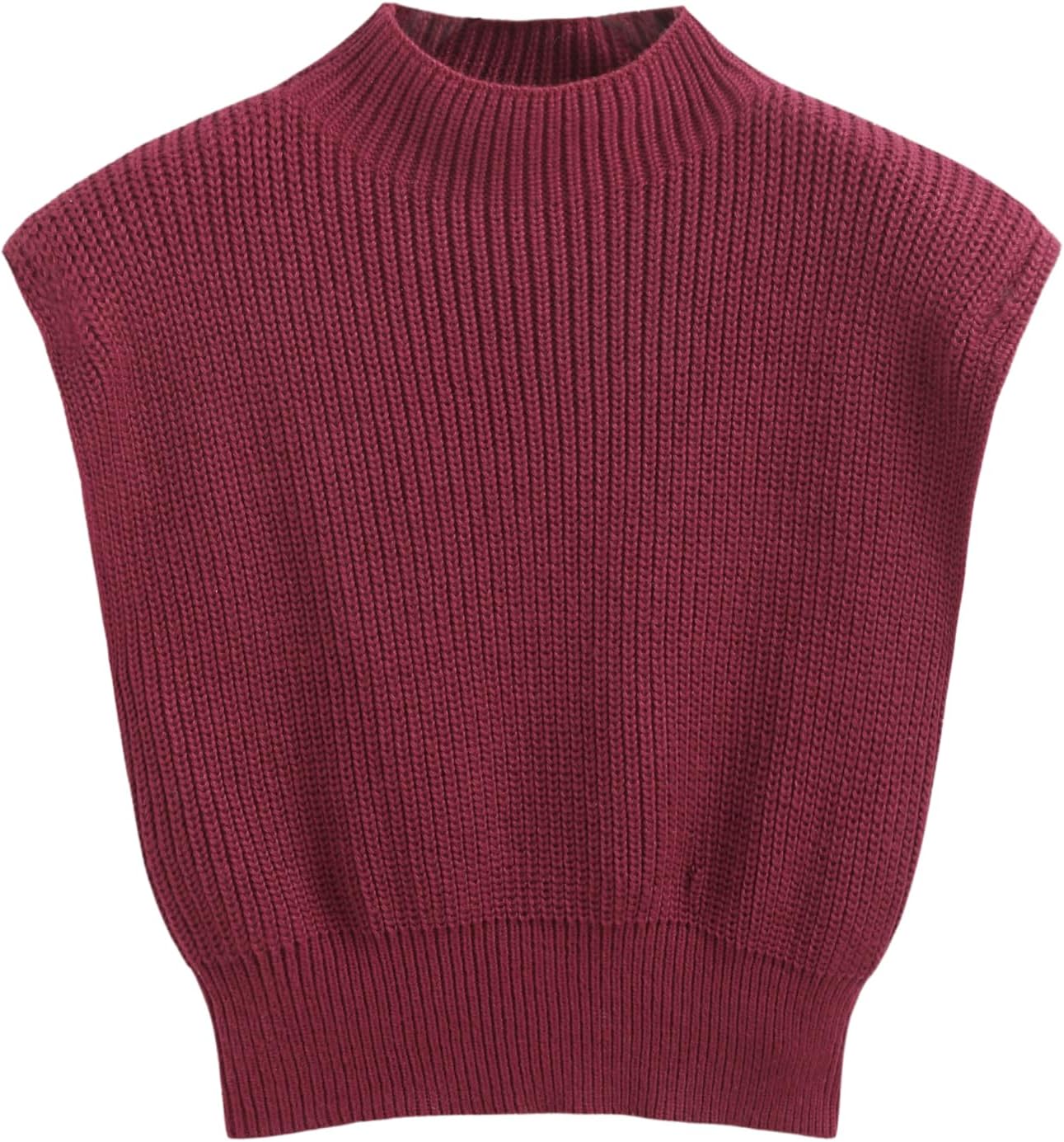 CIDER Women's Mock Neck Sleeveless Sweater Tops Cap Sleeve Sweater Vests Tank Tops