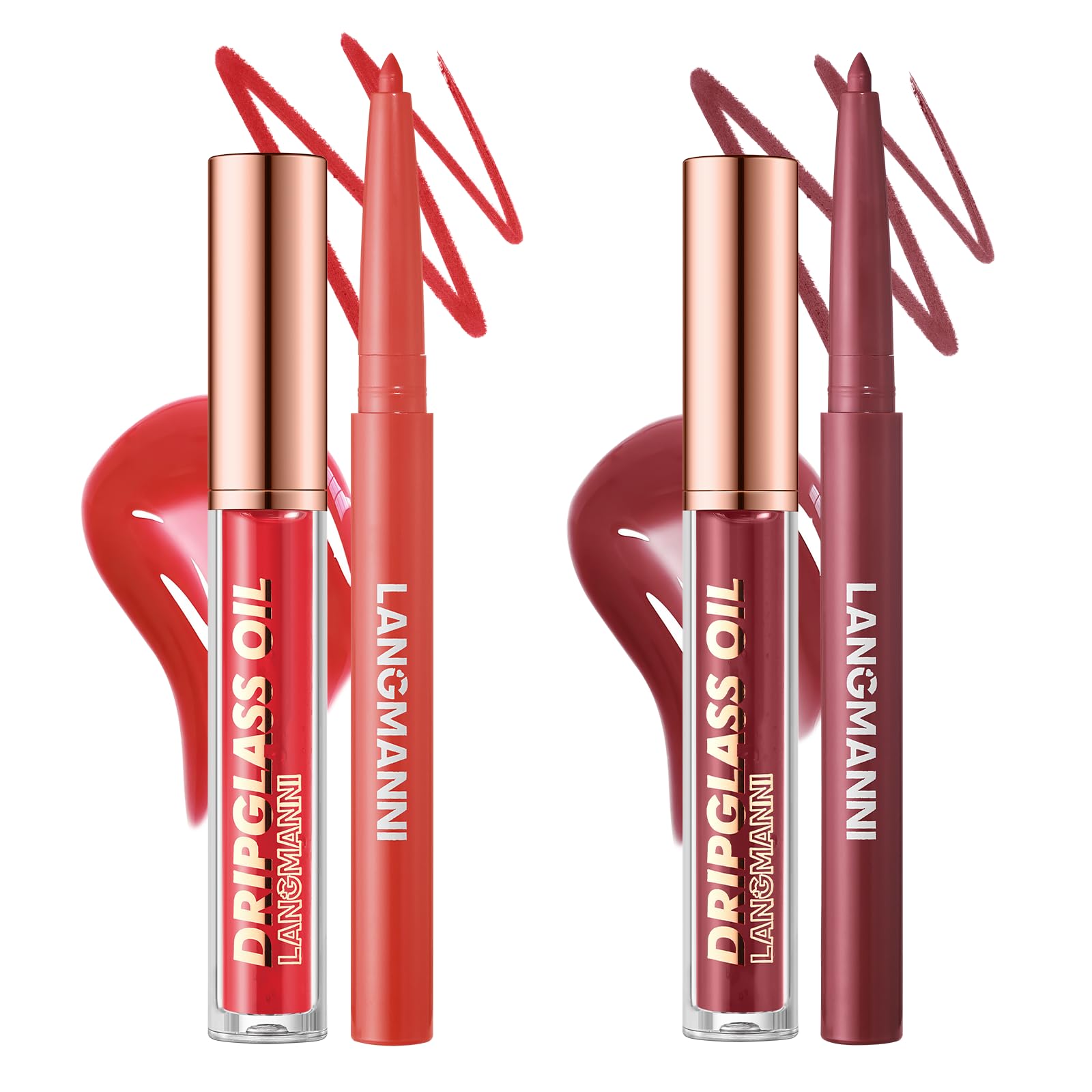 Jolilab Matte Lip Liner Lip Oil Set, Lip Makeup Set Natural Smooth Long-Lasting And Hydrating Beauty Daily Cosmetics Gift for Girls Easy-to-Use(12pcs)