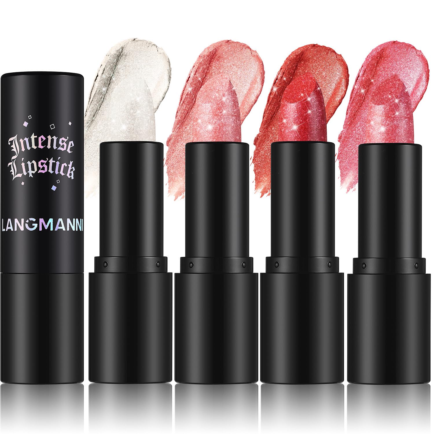 Jolilab Sparkling Lip Gloss, Long Lasting Waterproof Moisturizer Lip Balm Glitter Shimmer Metallic Lipstick, Diamond Shiny Bold Glow Goth Lipstick for Women Girls, Non-sticky (1, 07#)