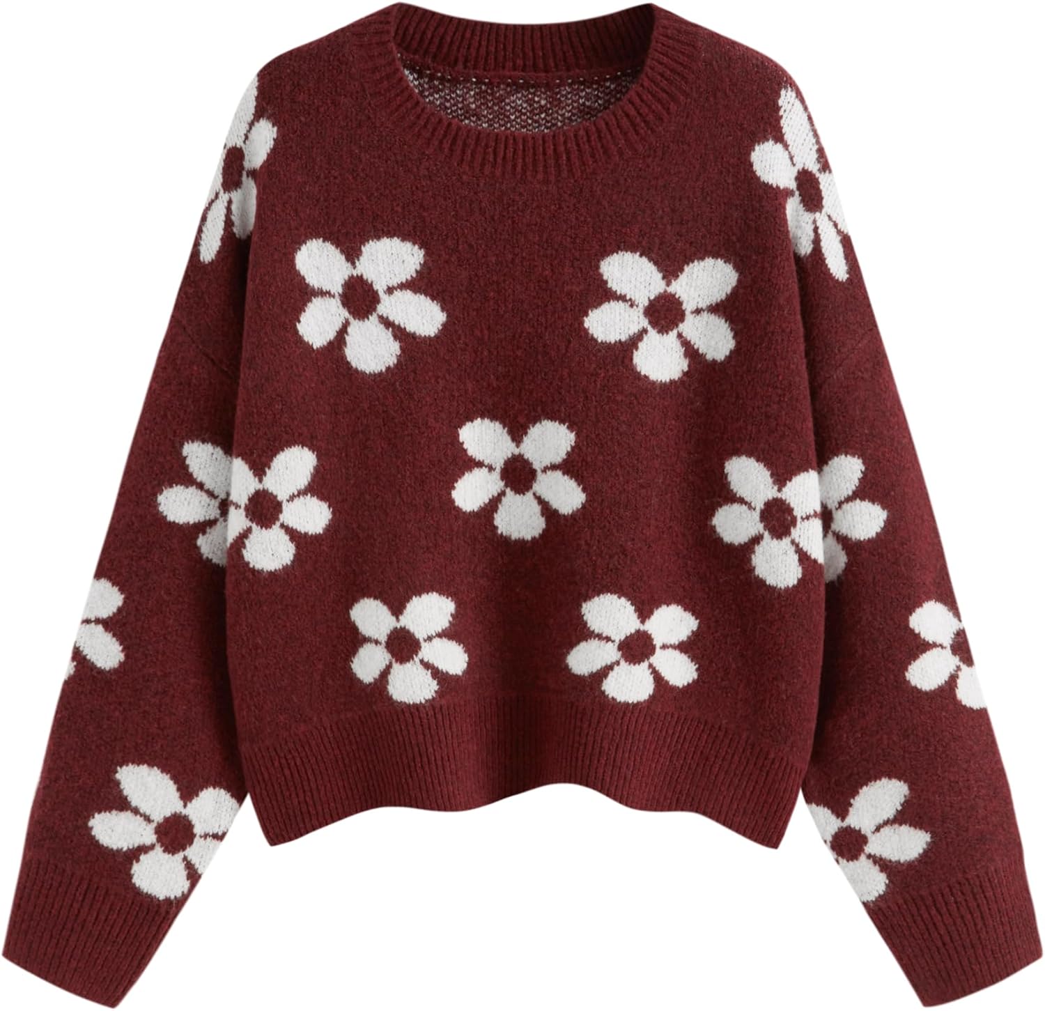 CIDER Floral Cozy Sweaters for Women Trendy Long Sleeve Cute Fall Outfits Casual Knit Pullover Sweater Fashion Clothes